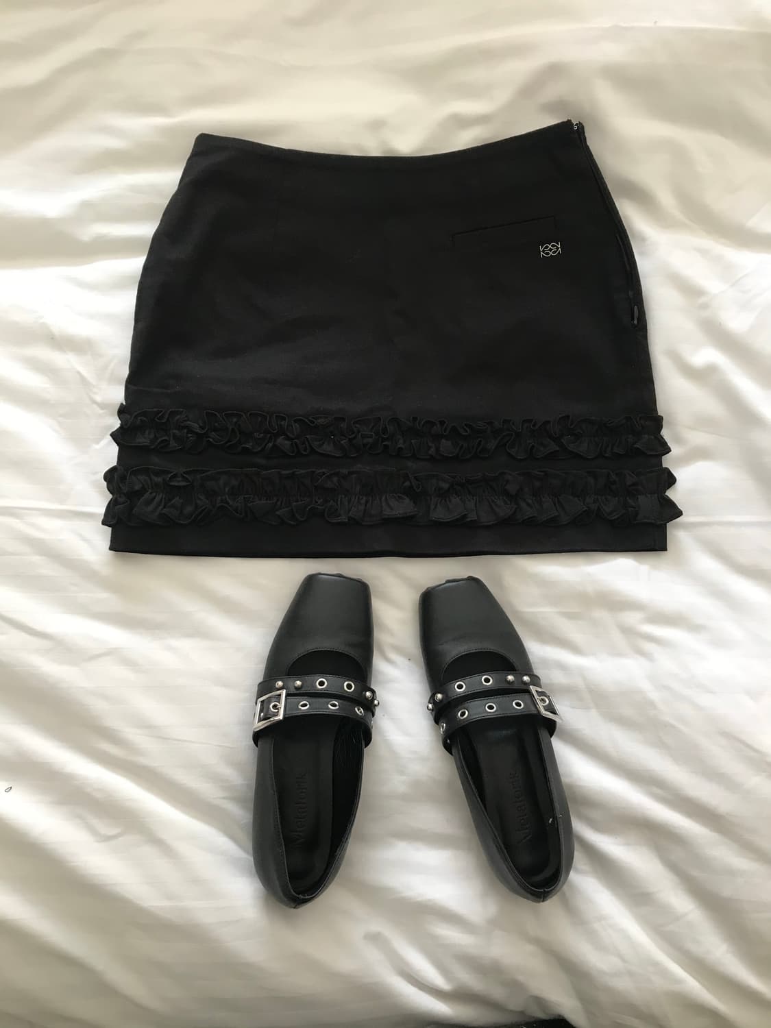 Kijun 프릴 디테일 미니 스커트 상품이미지1