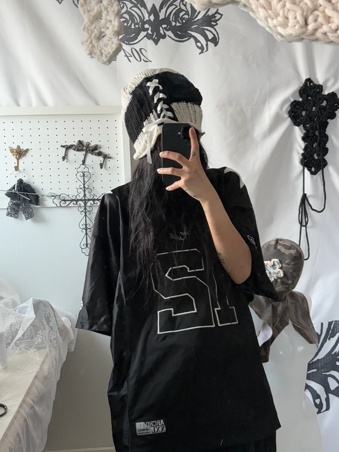 black rose lace eyelet beanie 상품이미지4