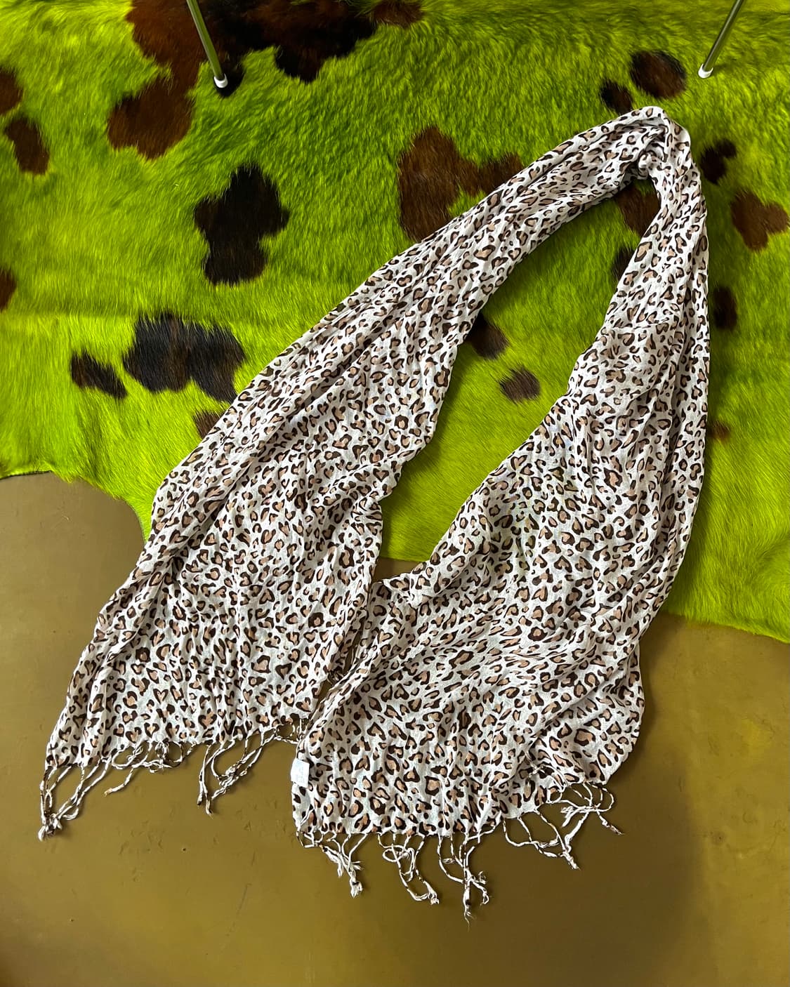 JPN Vintage Leopard Long Knit Scarf 상품이미지8