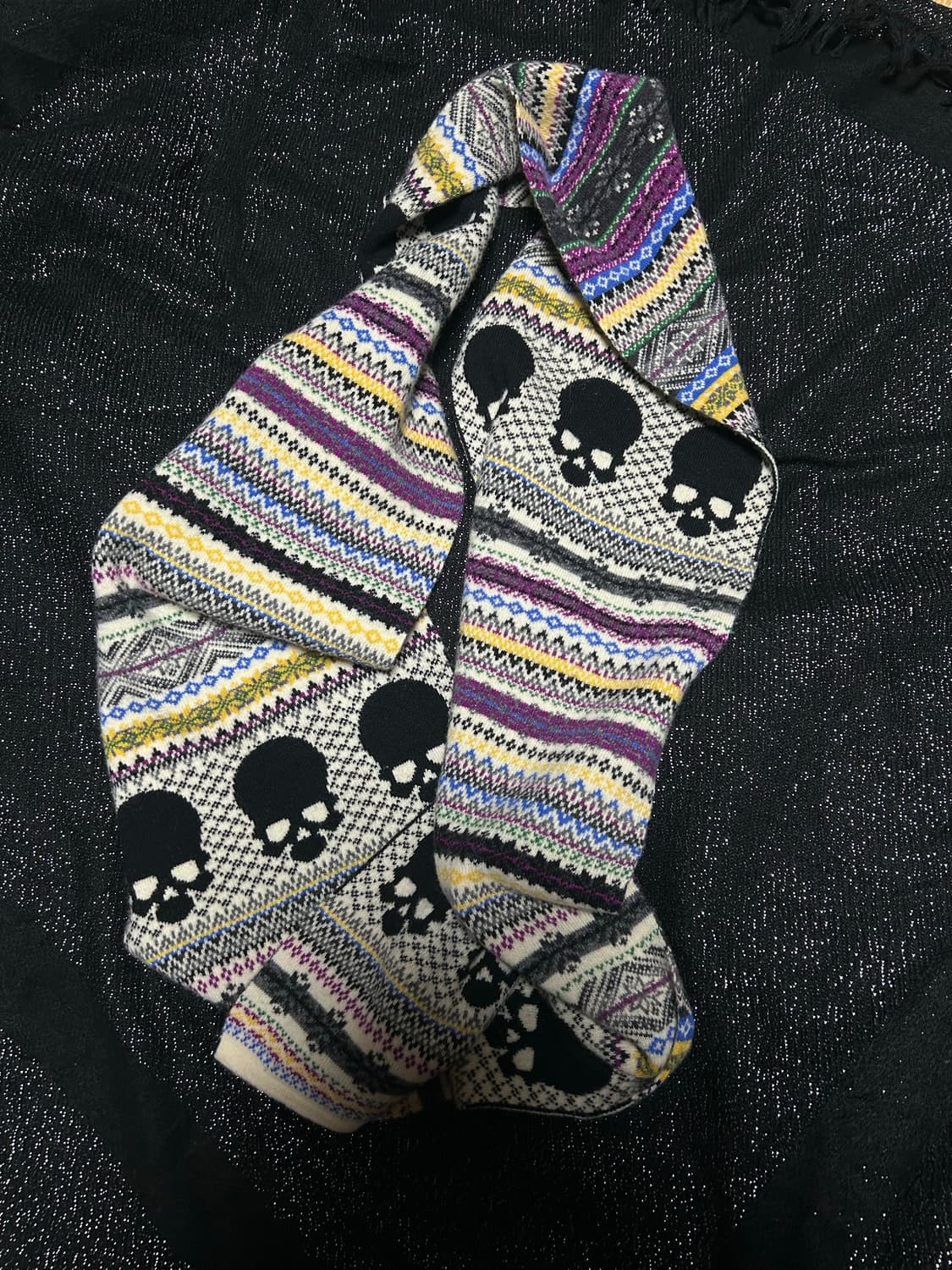 2000s JPN vtg 펑크 스컬 니트 머플러  상품이미지2