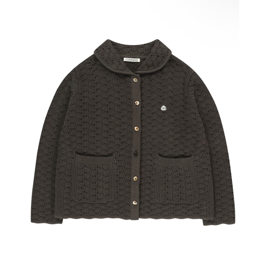 코이세이오 웨이브 니트 가디건 다크브라운 상품이미지1