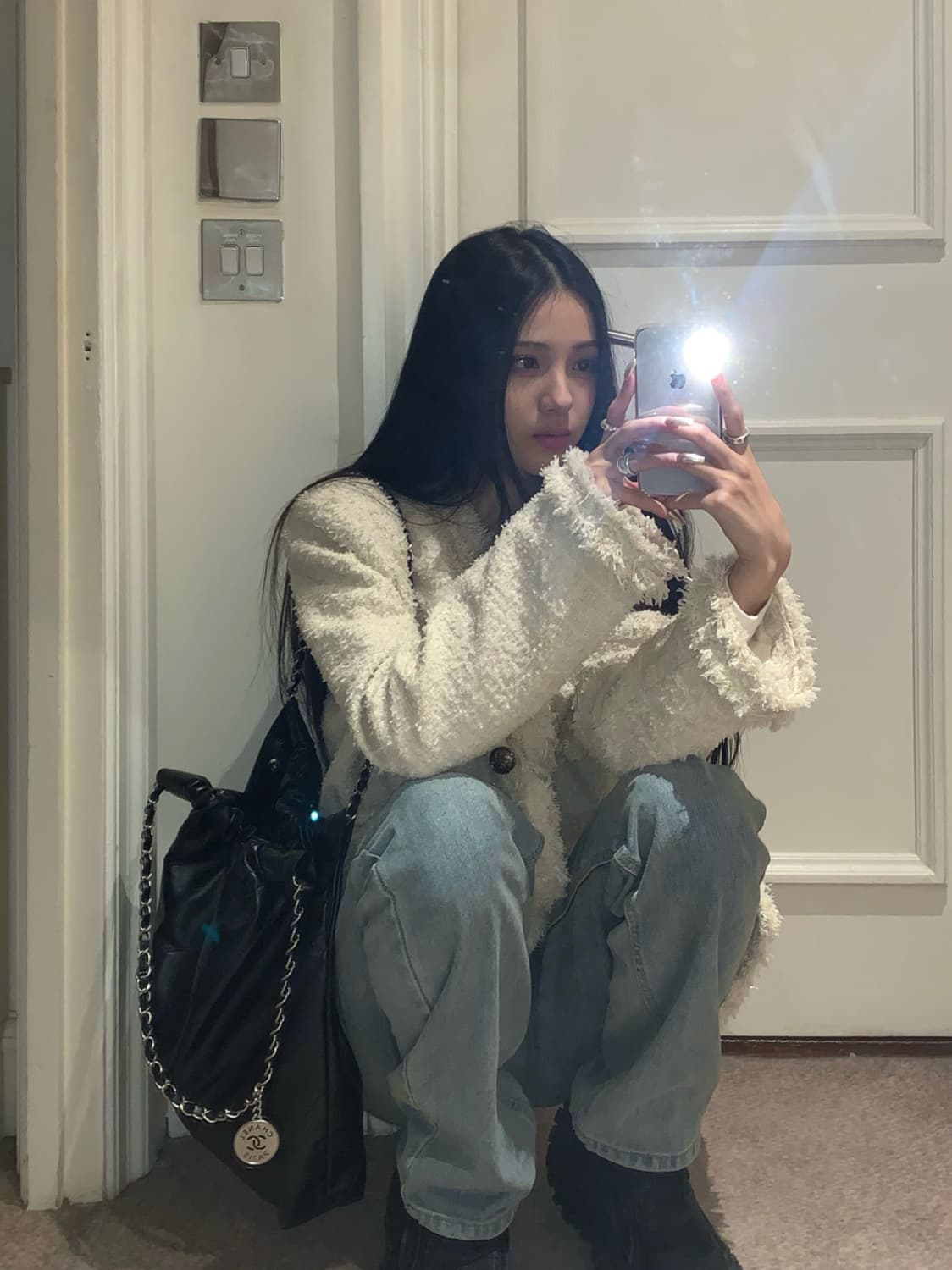 카키포인트 트위드 자켓 아이보리 상품이미지4