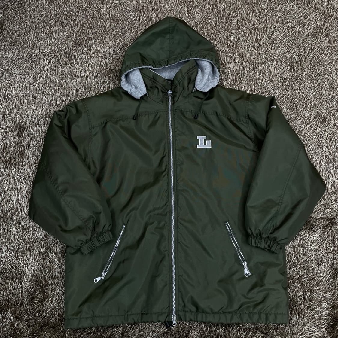 라크로스 Lacrosse 카키 올드스쿨 후드 윈드브레이커 L 상품이미지1