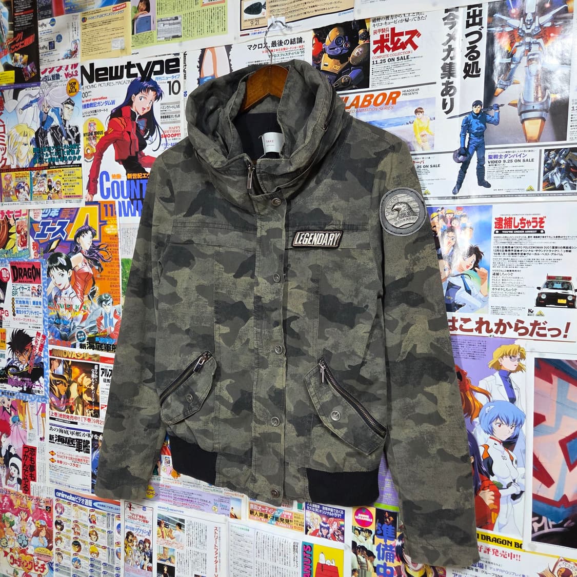 빈티지 밀리터리 카모 하이넥 코튼 집업 상품이미지2