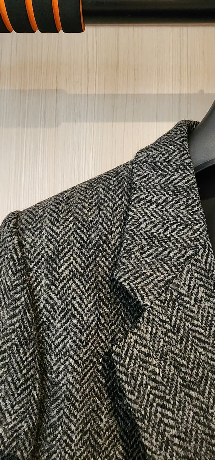 해리스트위드 헤링본 진그레이 모직자켓 L 상품이미지3