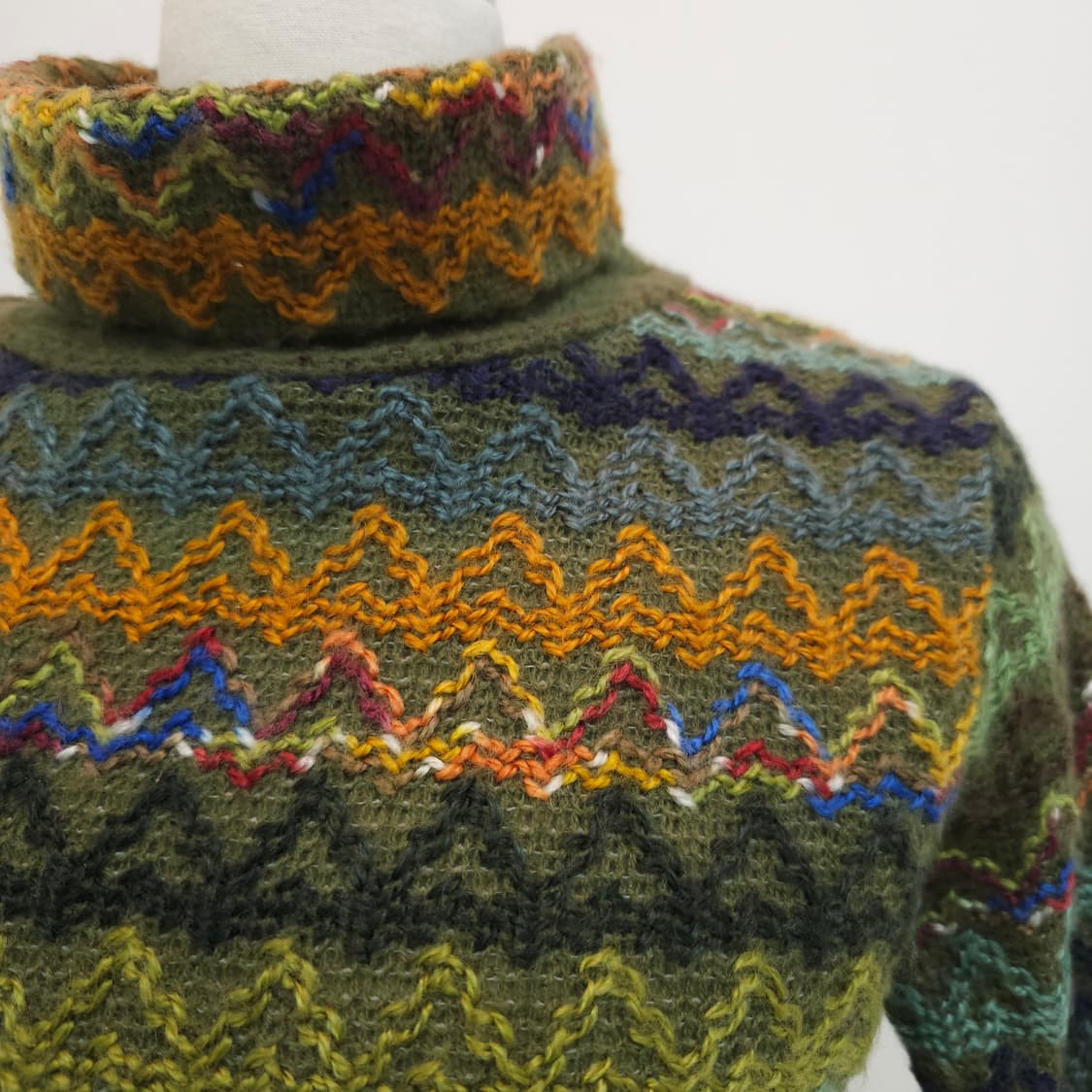 빈티지 컬러믹스 지그재그 반폴라 반팔니트 상품이미지3