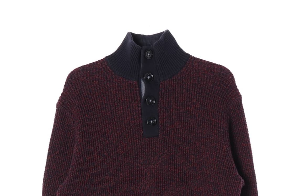 타미힐피거 버건디 믹스 하프넥 니트 S 상품이미지3