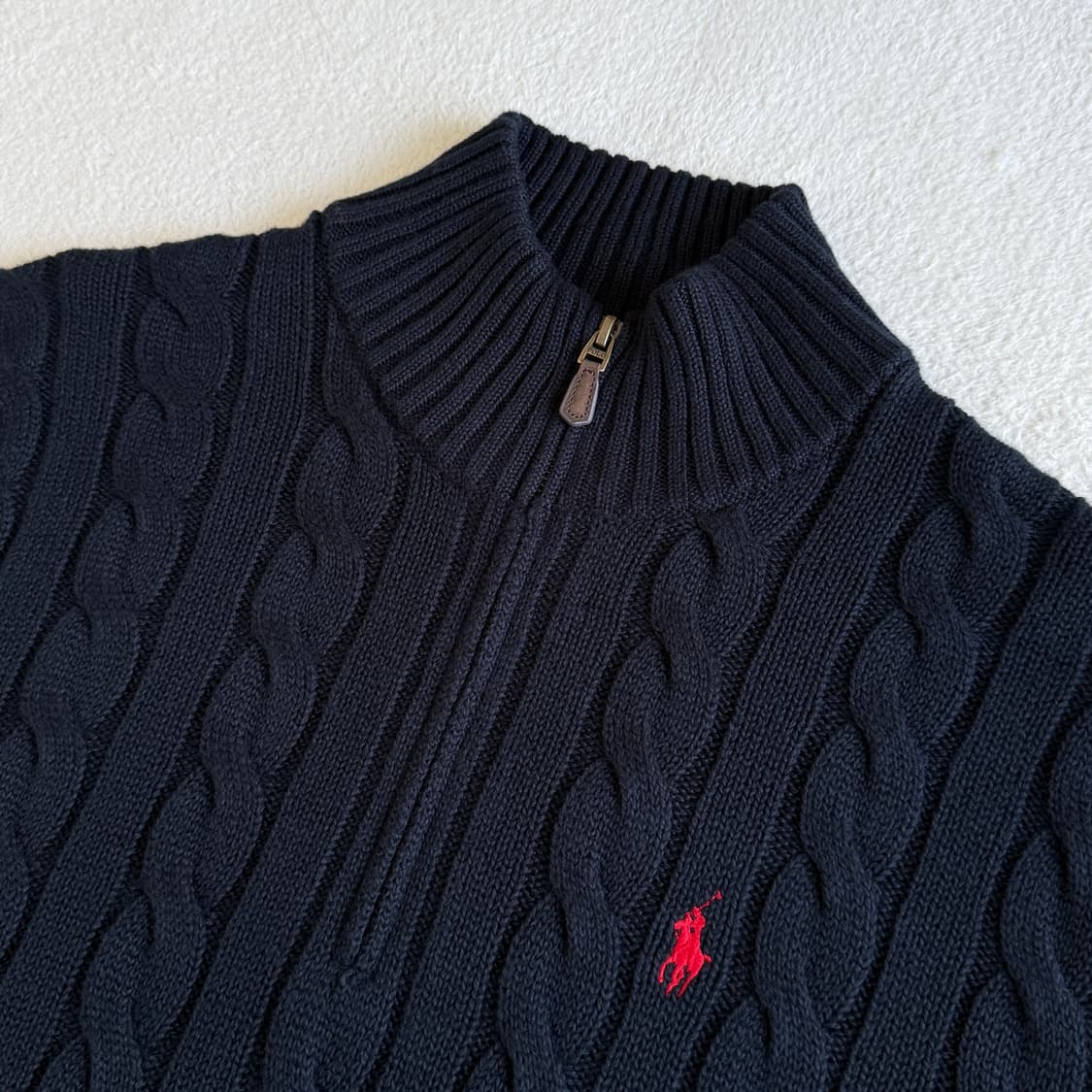 폴로랄프로렌 꽈배기 하프집업 니트 네이비 상품이미지2