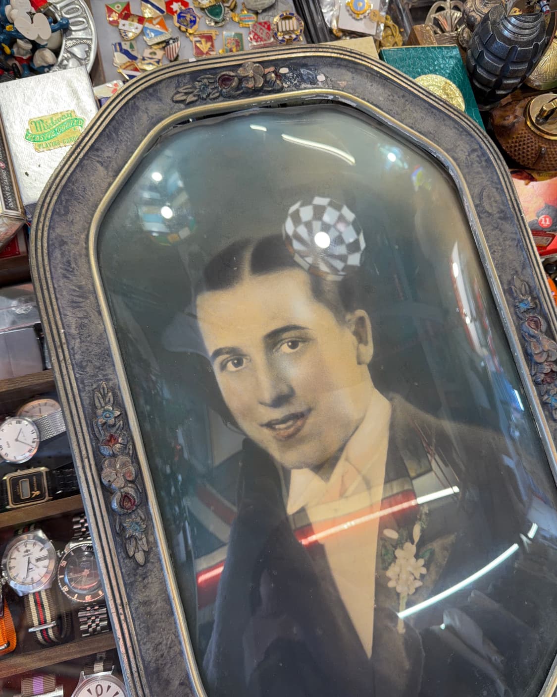 빈티지 소품 1900년 버블 글라스 인물 초상화 상품이미지2