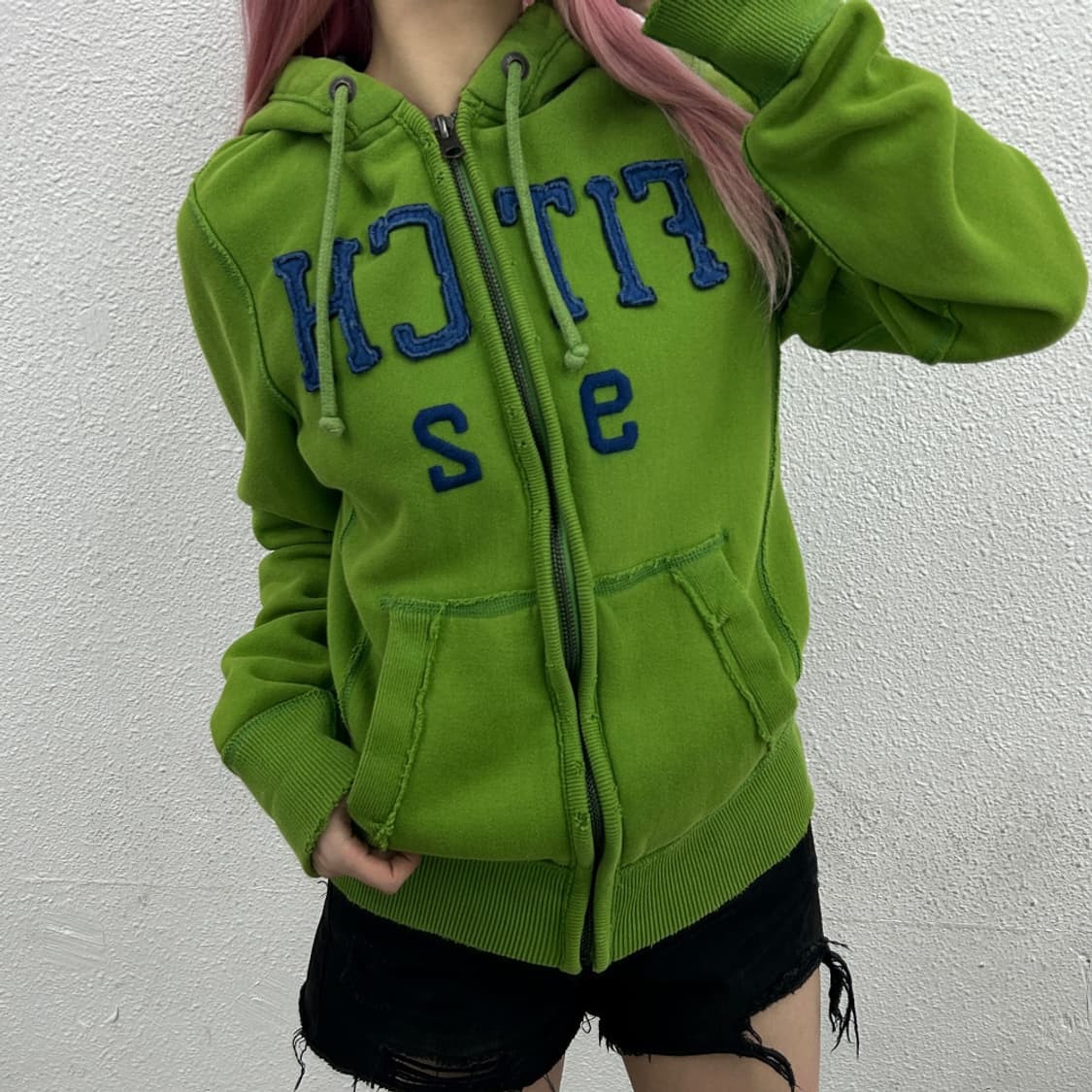 아베크롬비 블루 센터로고 말차맛 후드집업 S 상품이미지1