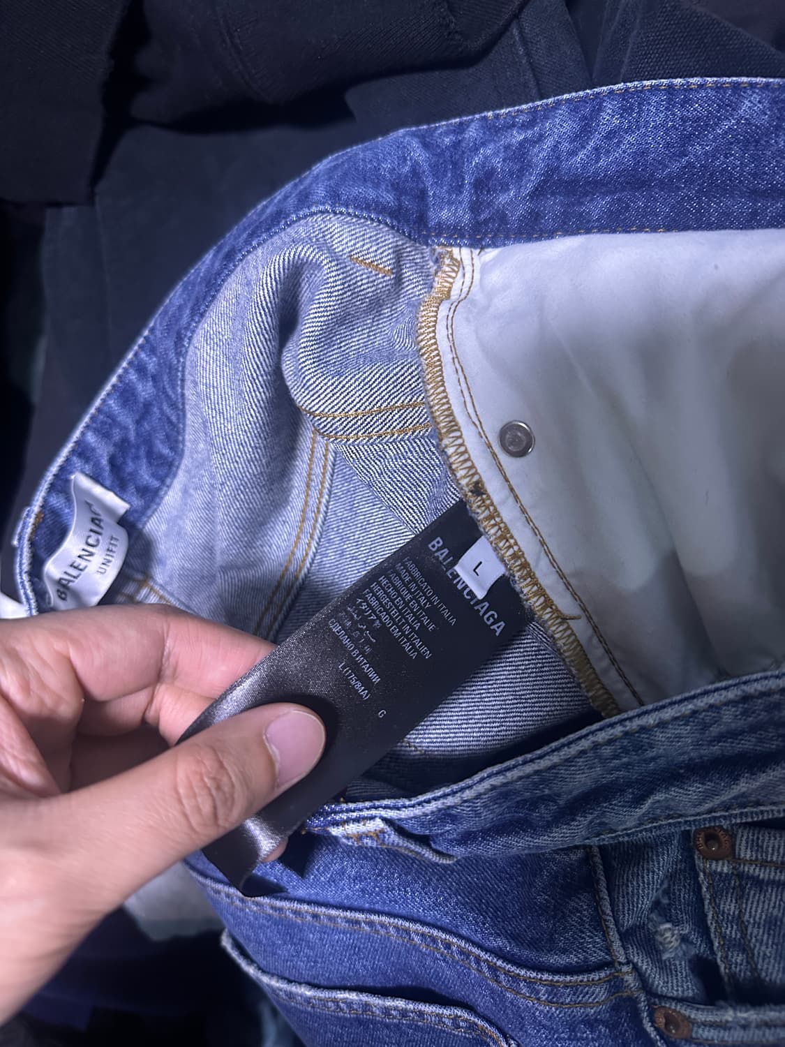 [L] 발렌시아가 풀업 데님 팬츠 중청 상품이미지4