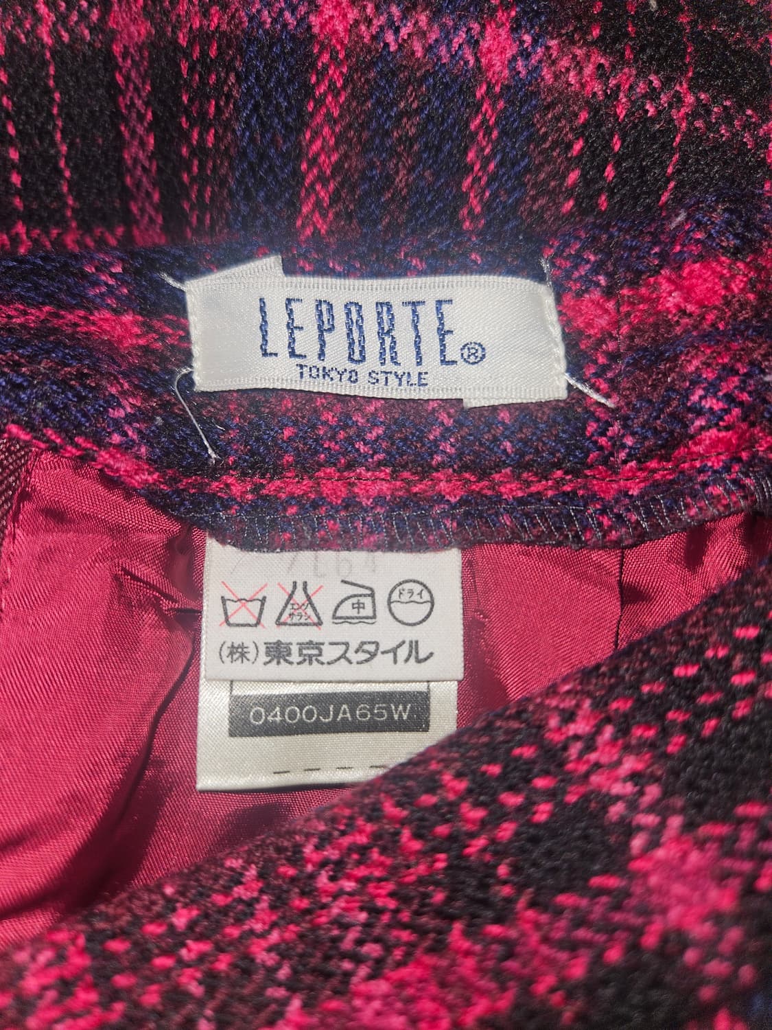 Leporte 빈티지 핑크 체크패턴 스트레이트 스커트 상품이미지3