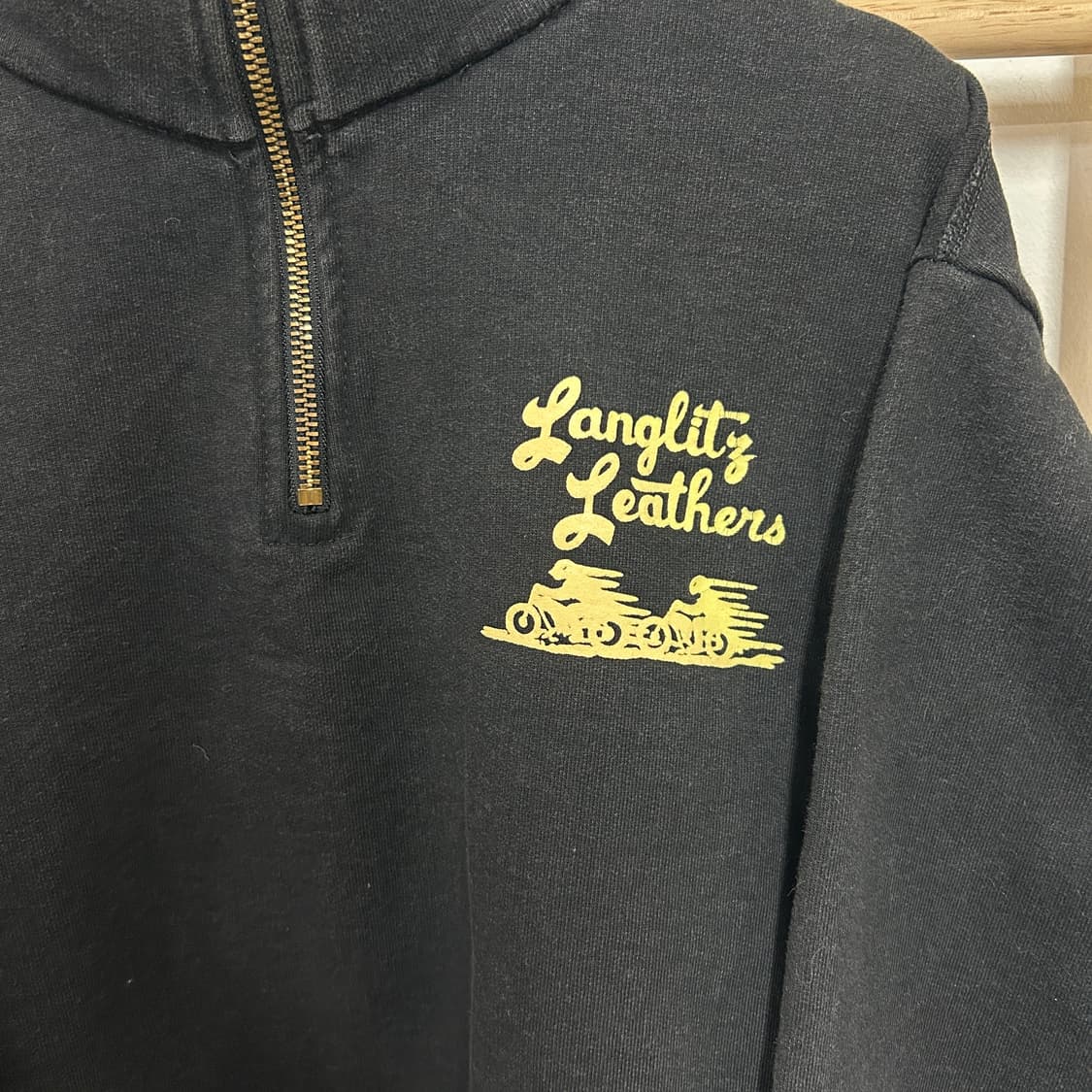 랑그리츠 레더스 빈티지 쿼터집업 스웻셔츠 맨투맨 블랙 상품이미지3