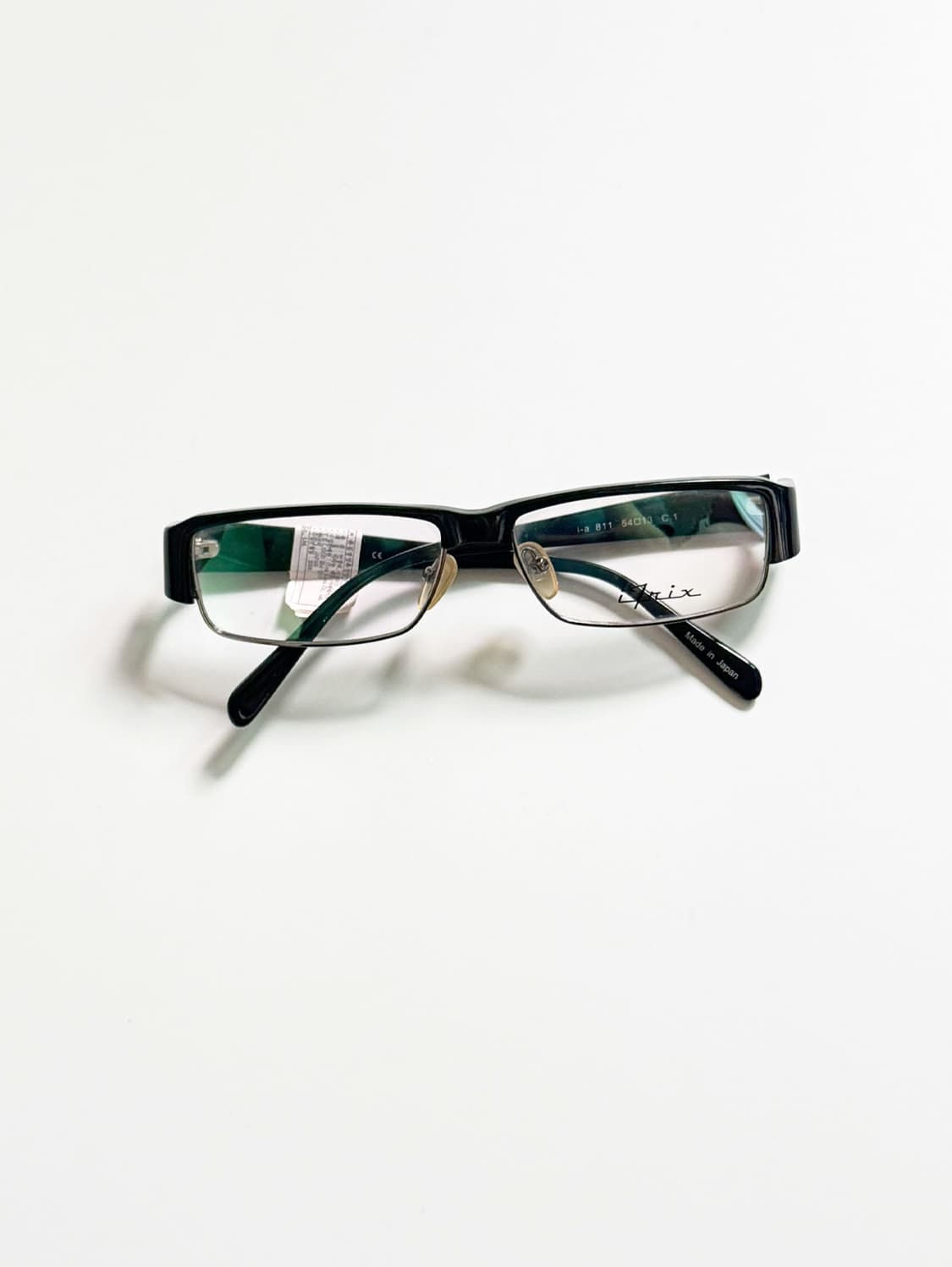 일본제 I7RIX 블랙 하프 뿔테 스퀘어 빈티지 안경 상품이미지1