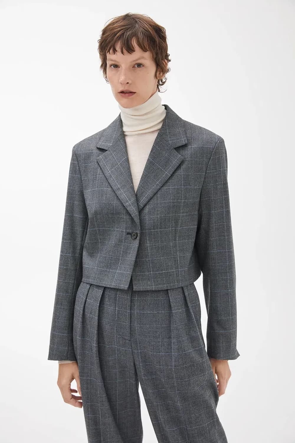 아르켓arket Cropped Wool Blend Blazer그레이체크 상품이미지2
