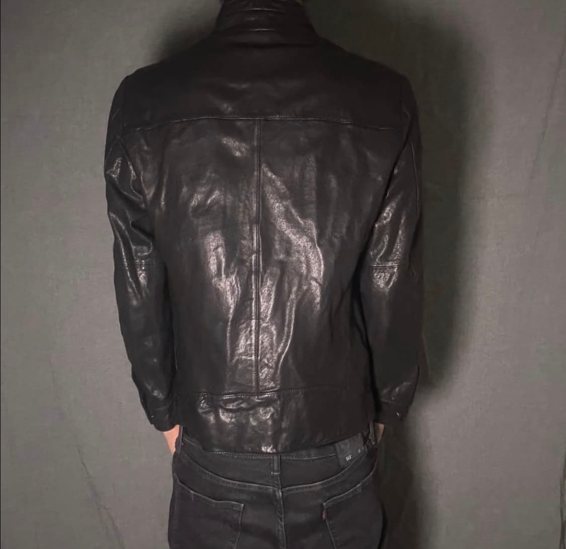 블랙 가죽 라이더 레더 자켓 상품이미지6