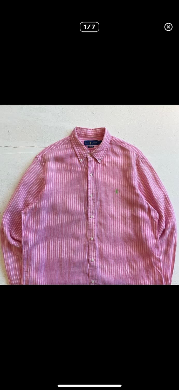 폴로 랄프로렌 핑크 리넨 셔츠 상품이미지1