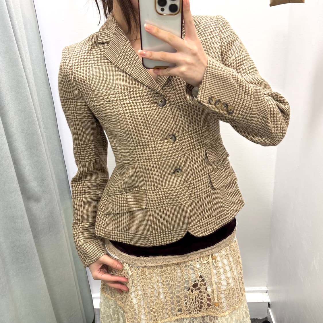 폴로 브라운 체크 자켓 상품이미지2