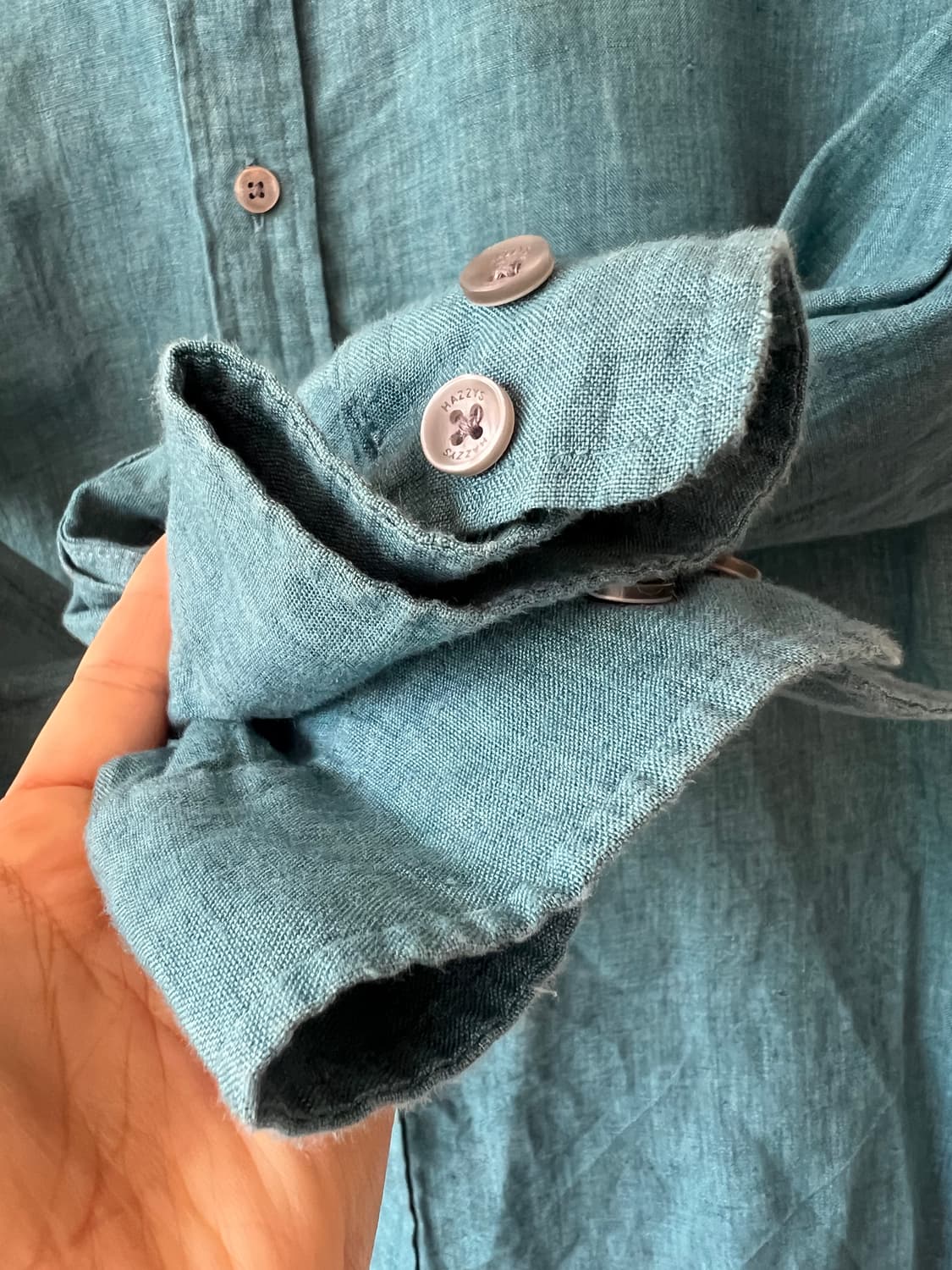 헤지스 남성 청록 린넨셔츠 긴팔셔츠 상품이미지4