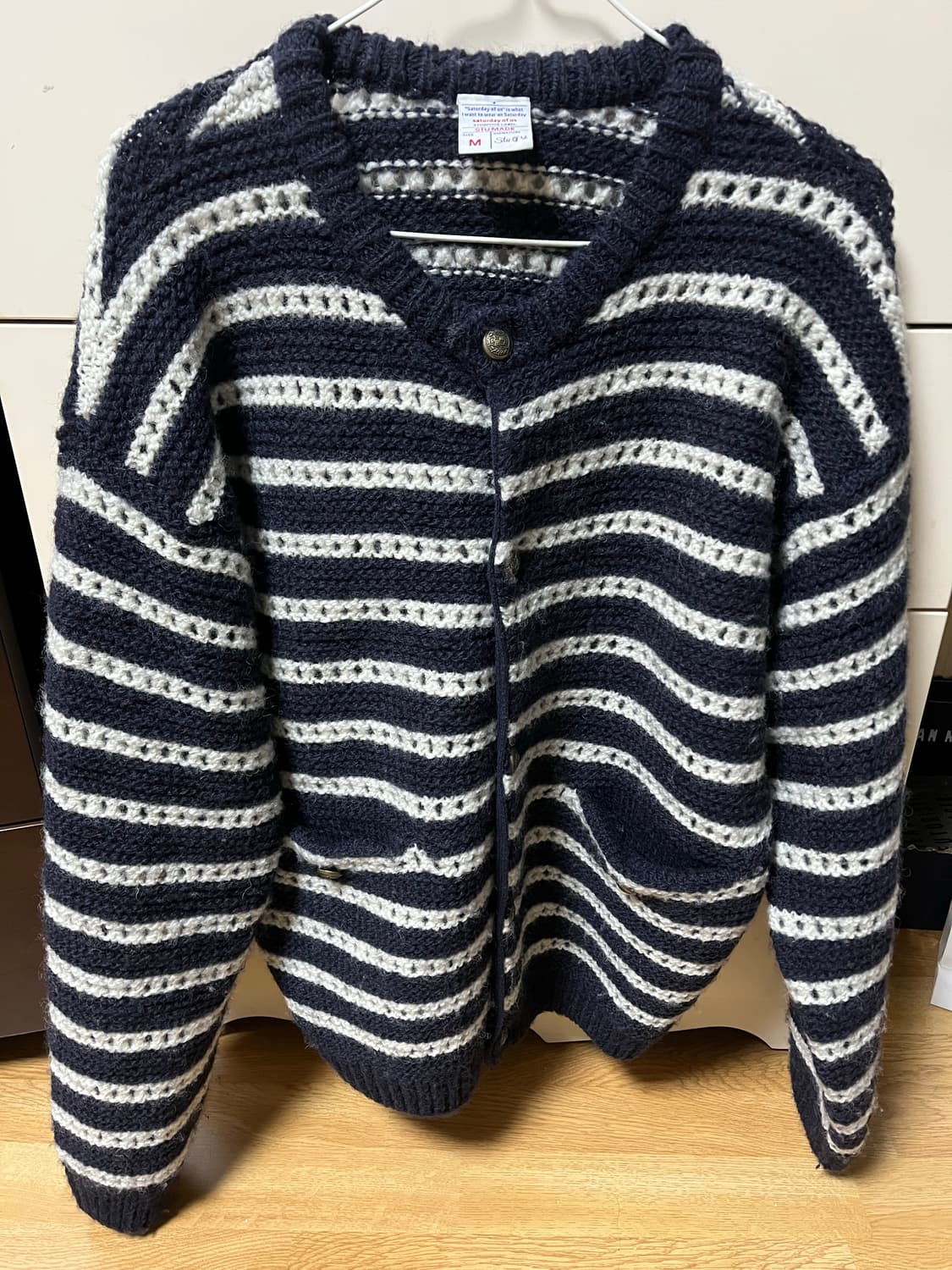 STU 라운드넥 스트라이프 가디건 네이비 상품이미지2