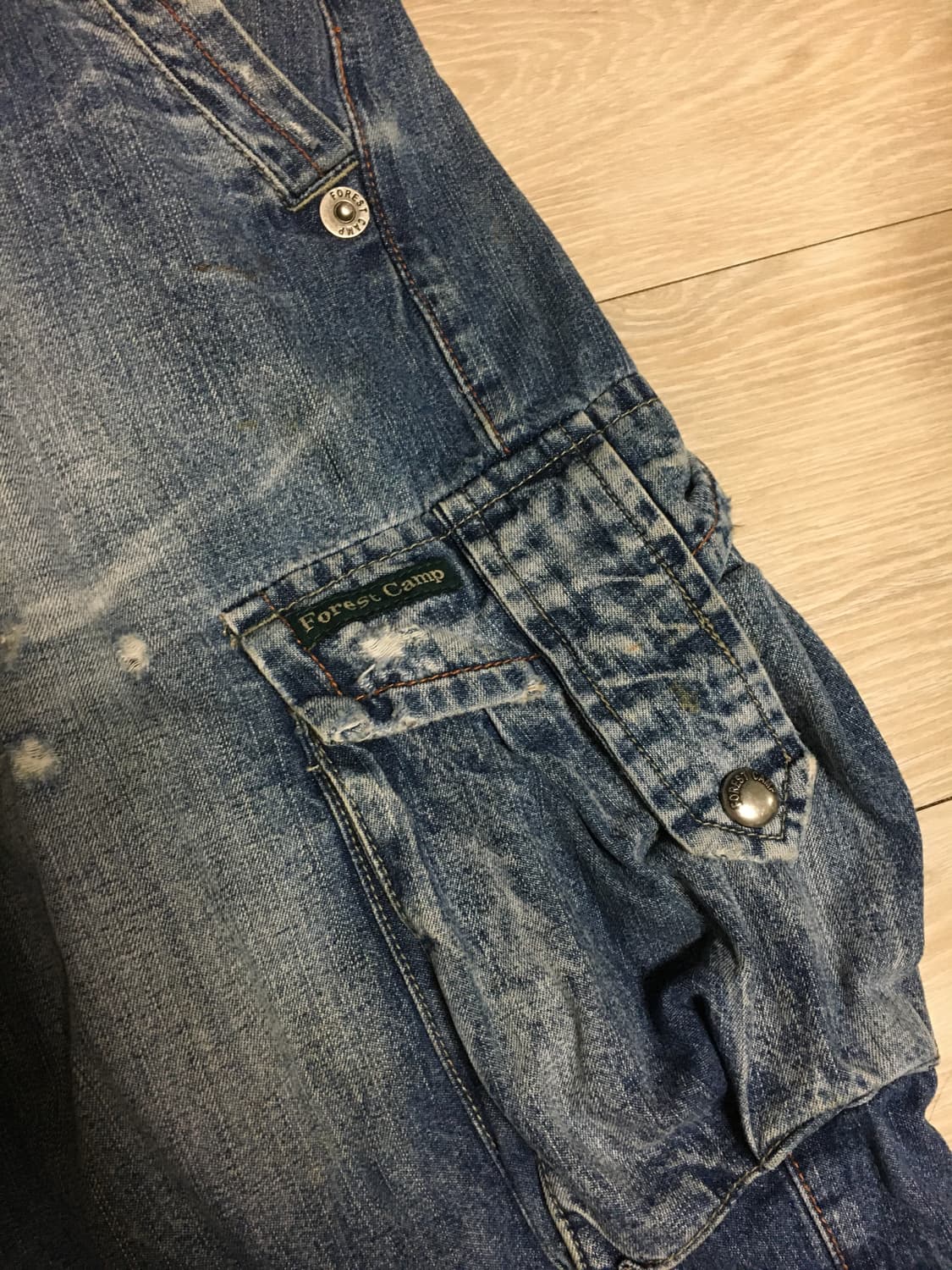 빈티지 진청 데님 카고 버뮤다 팬츠 상품이미지2