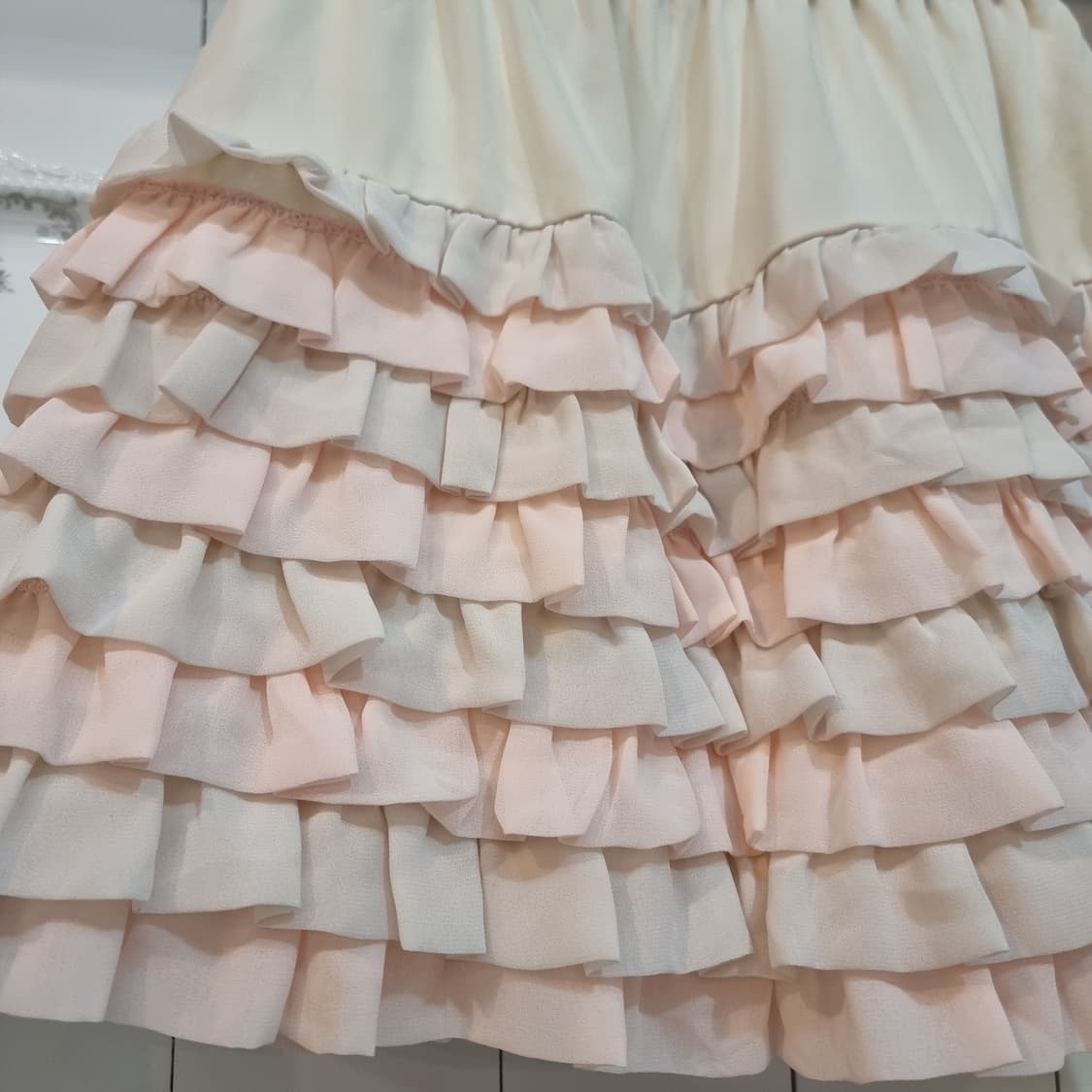 아이보리/핑크 프릴 스커트 상품이미지2