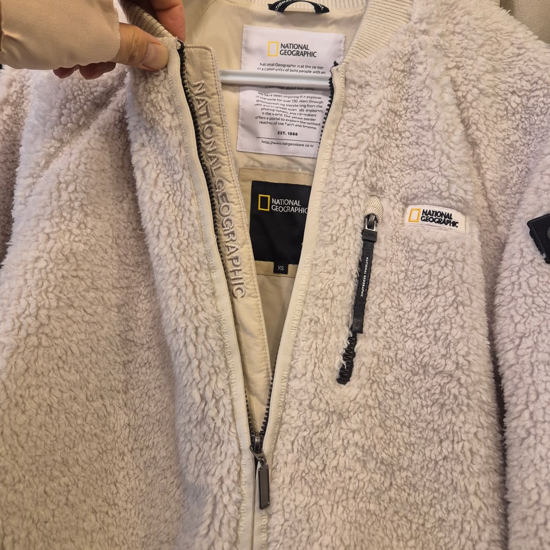 XS 내셔널지오그래픽 아이보리 롱후리스  상품이미지6
