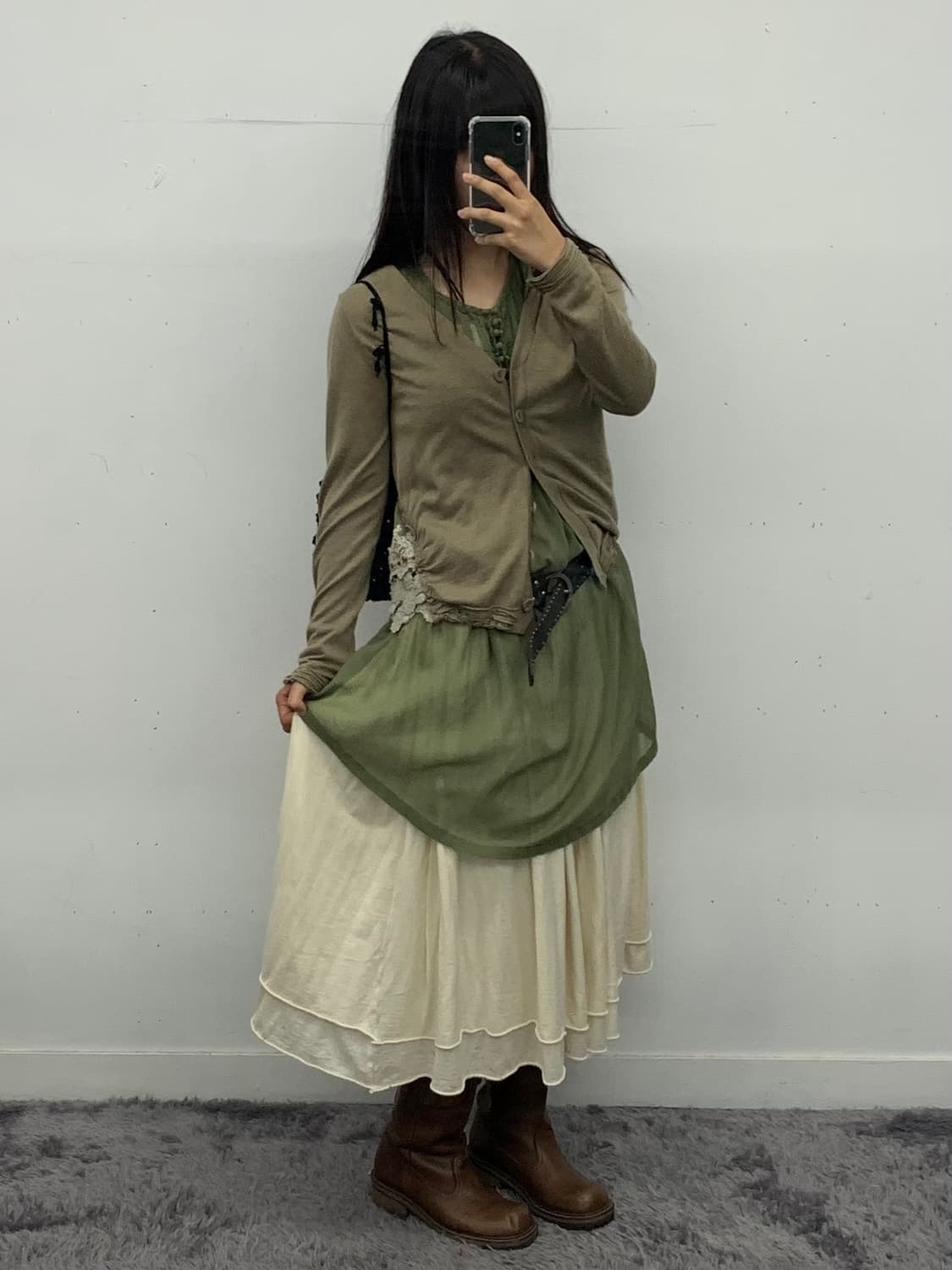 Rps japan 레이스 디테일 비대칭 가디건 상품이미지1