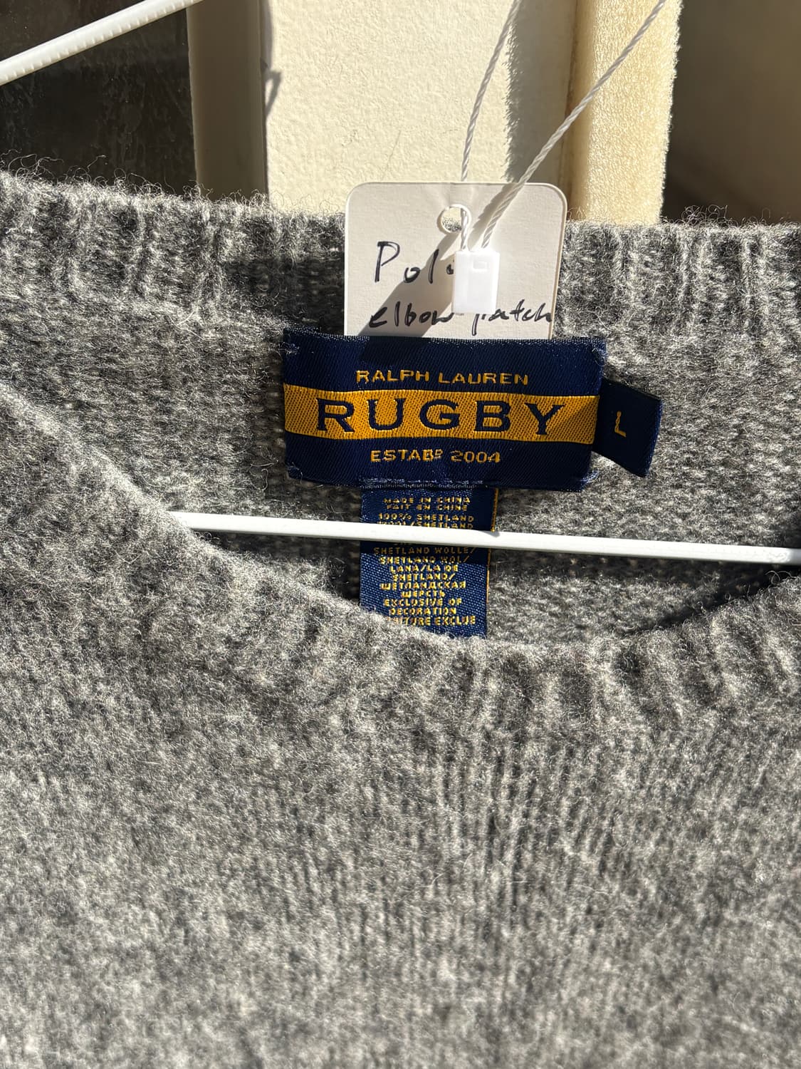 빈티지 폴로 럭비 스웨이드 패치 셔틀랜드 스웨터 상품이미지2