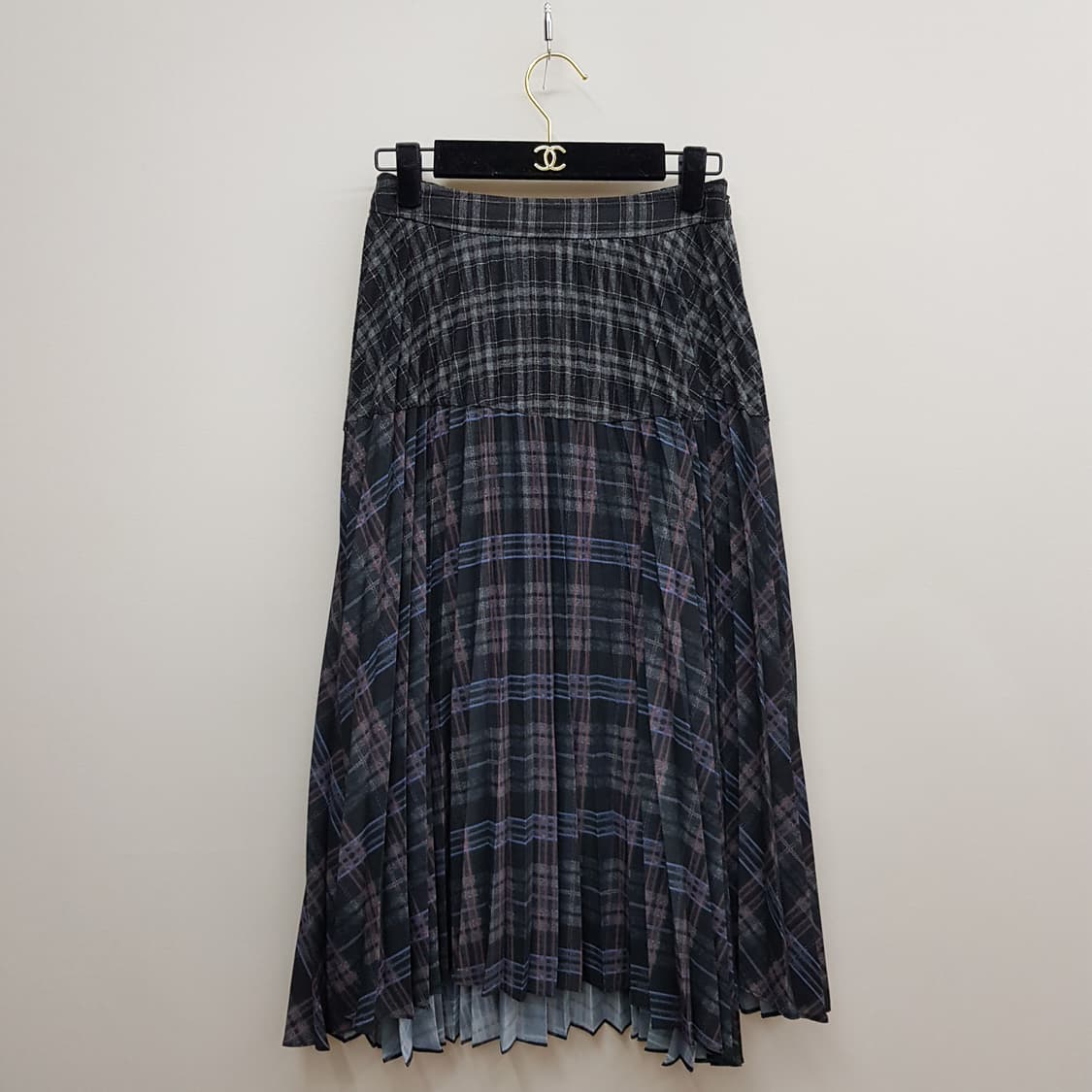 한섬 SJSJ 2021 체크 플리츠 롱스커트 64-94사이즈 상품이미지1
