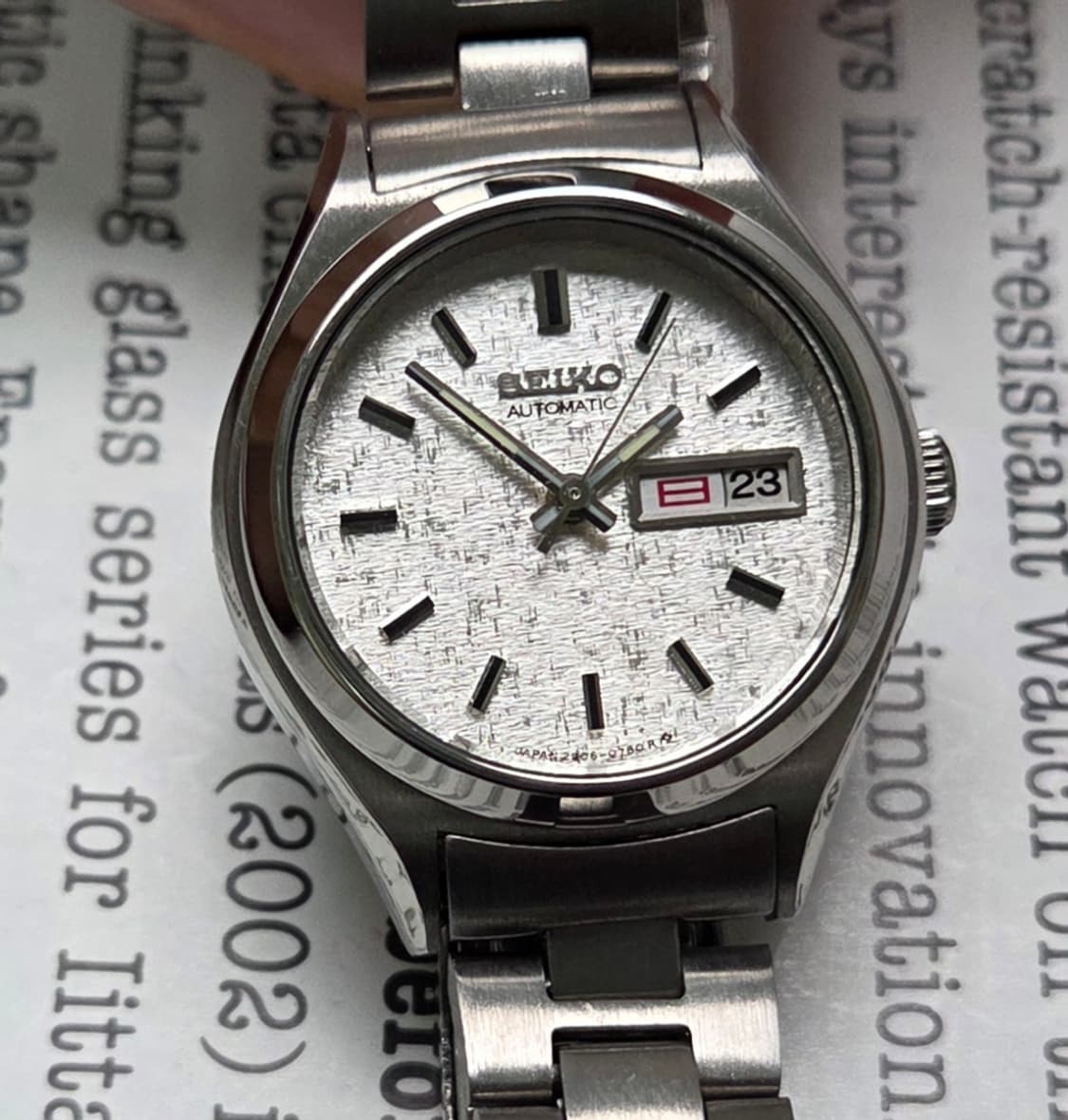 레어] 빈티지 세이코 눈송이 실버다이얼 한자 데이데이트 오토매틱 여성용  상품이미지8