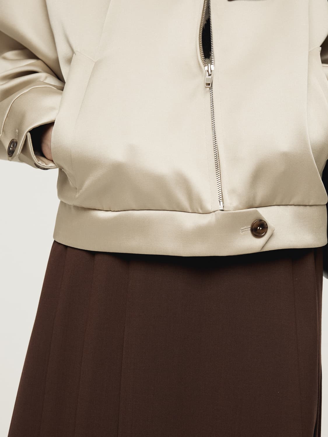 렉토 RECTO 더블 세틴 점퍼 샌드 베이지 상품이미지7