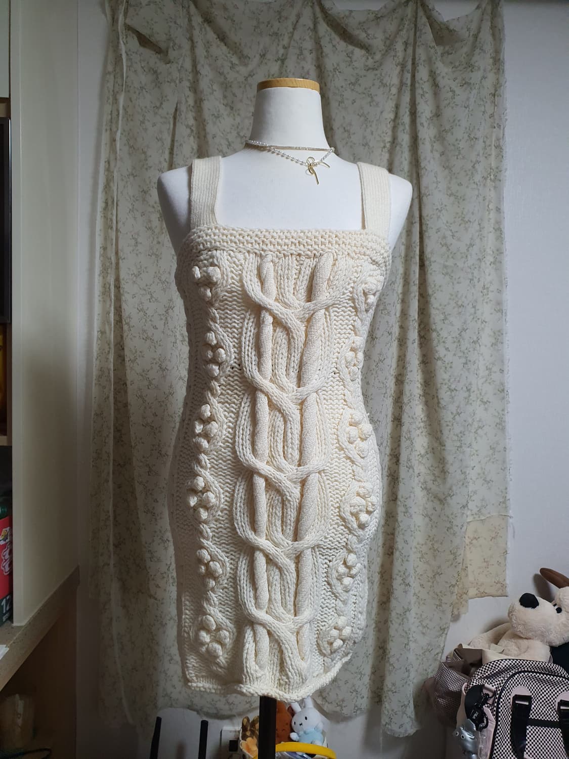 [빈티지] 아이보리 케이블 니트 미니 원피스 55 상품이미지1
