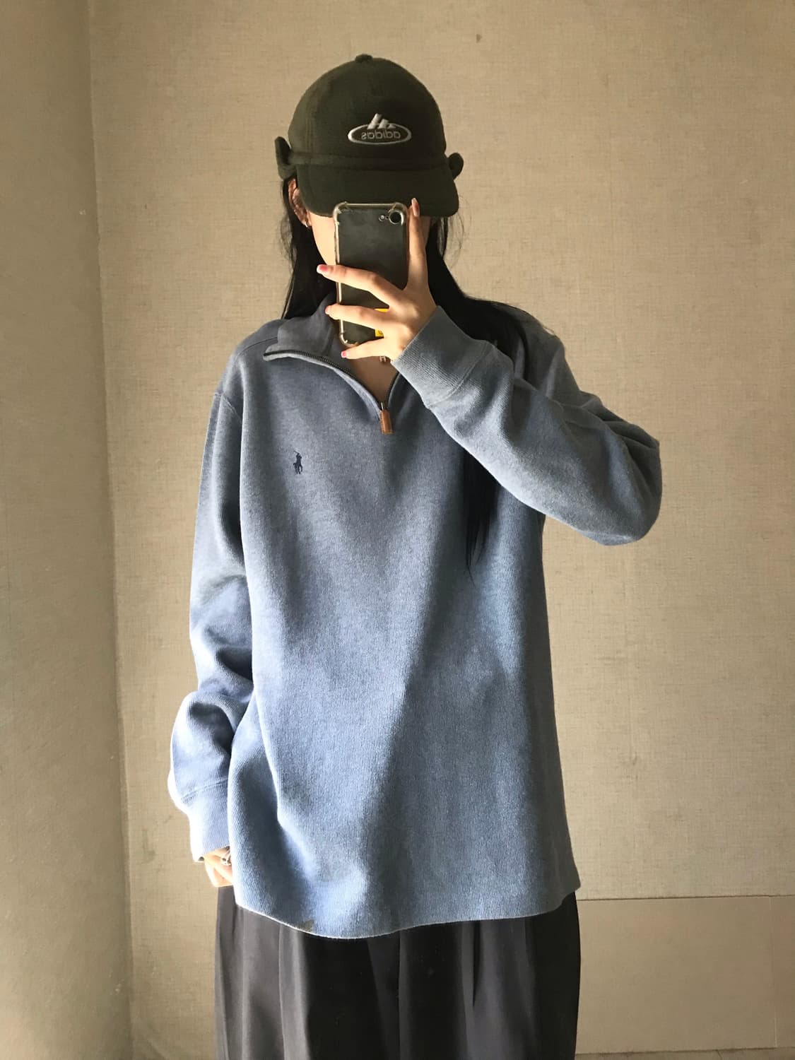 폴로 연하늘 코튼 반집업 상품이미지2