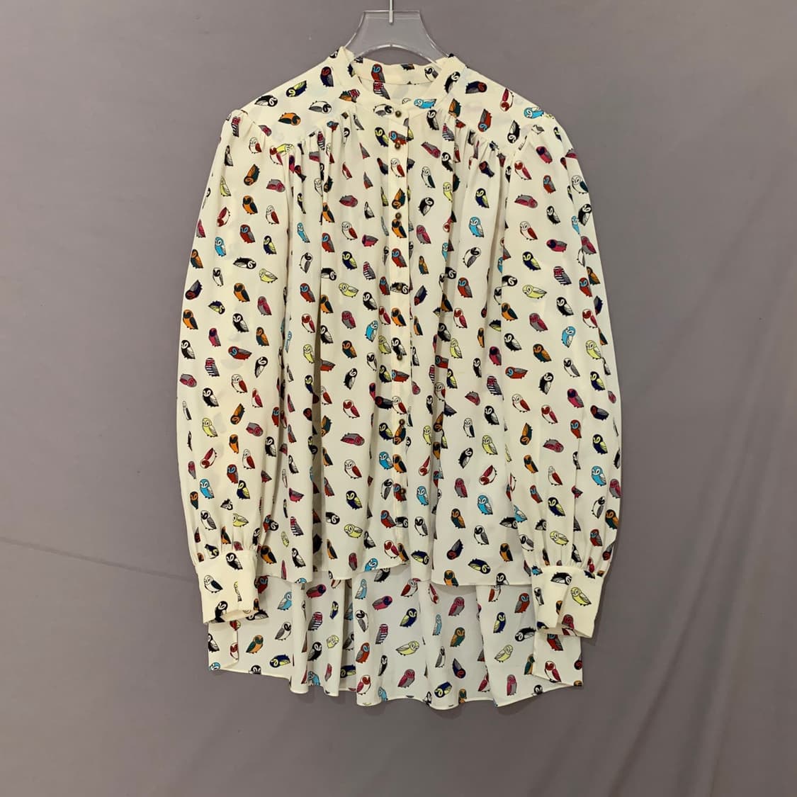 럭키슈에뜨 올빼미 패턴 주름 블라우스 셔츠 상품이미지1