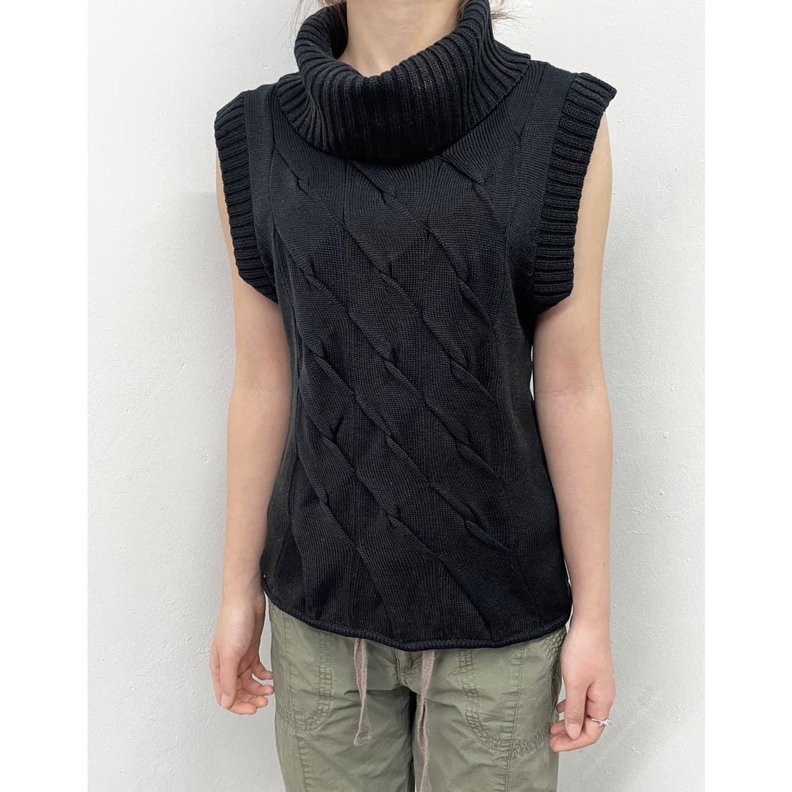 y2k 짜임 폴라 하프 니트탑 상품이미지1