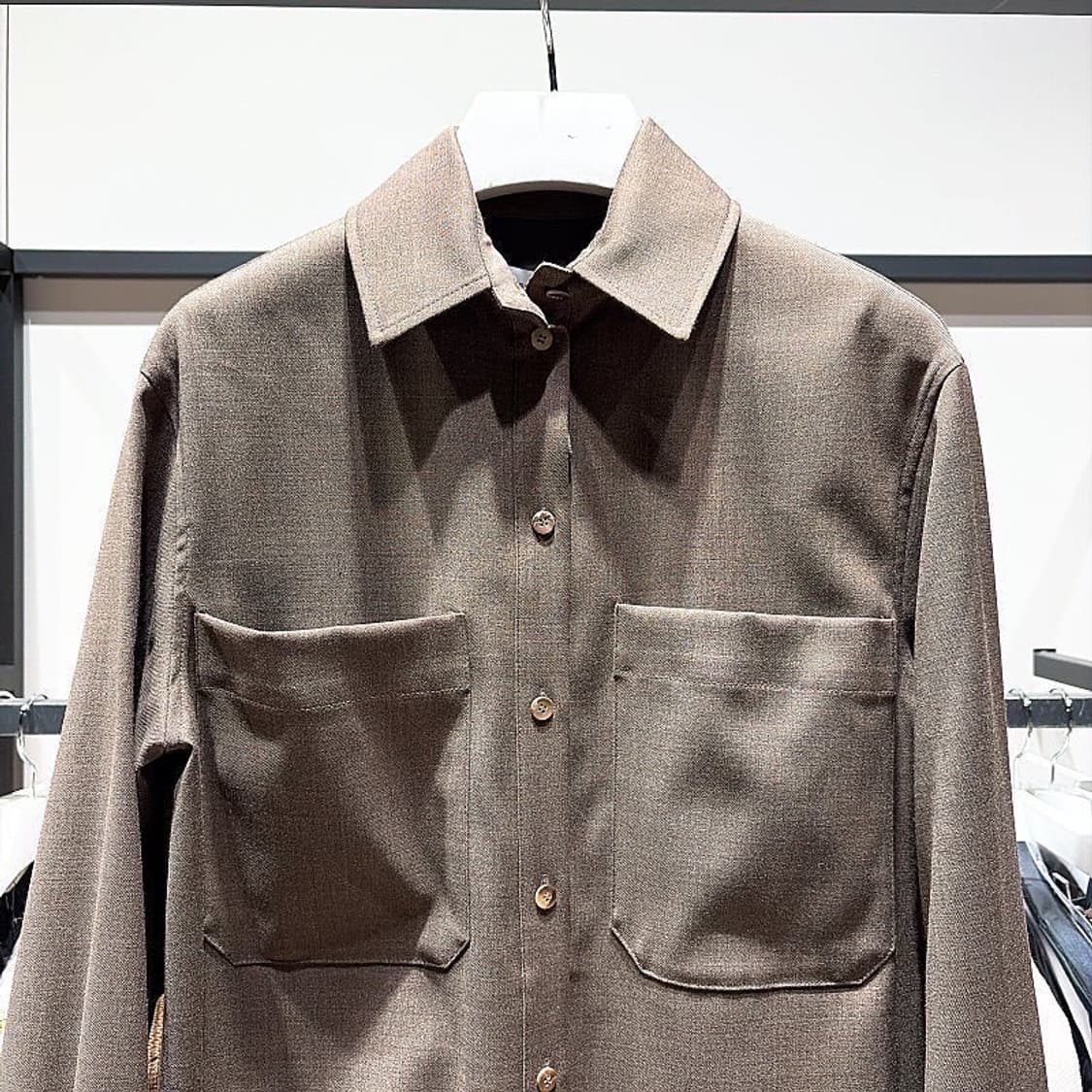 (정품/새상품) 르917 여성 브라운 울 블렌드 스프레드 카라 셔츠 상품이미지2