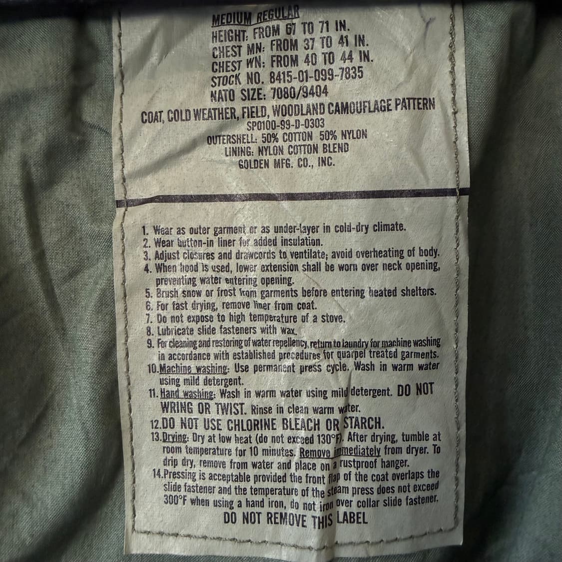 90s US Army M65 우드랜드 필드 자켓 100-105 상품이미지3