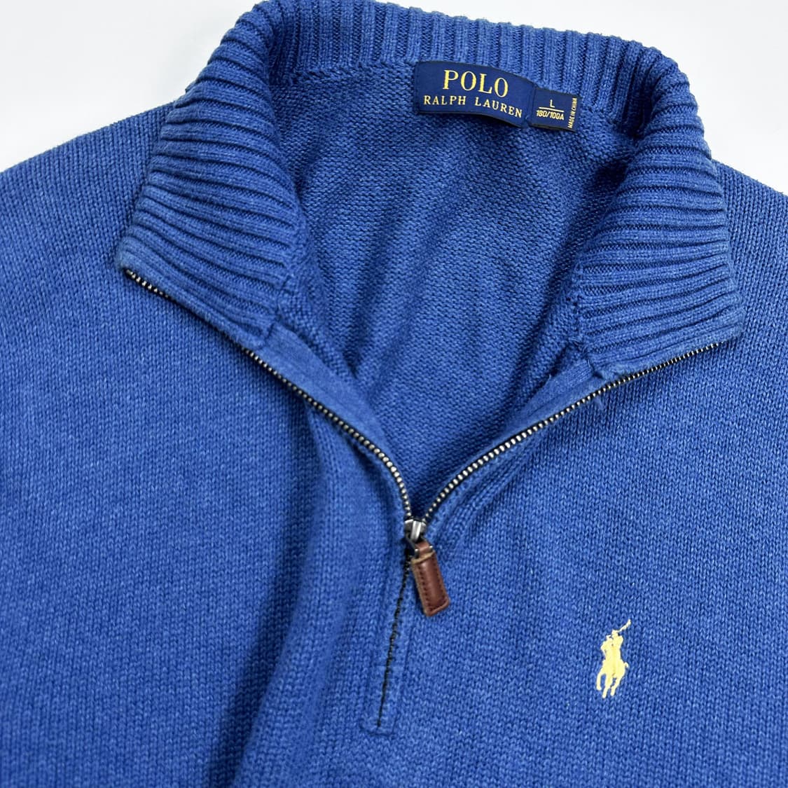 폴로 랄프로렌 클래식 반집업 니트 블루 L 상품이미지3