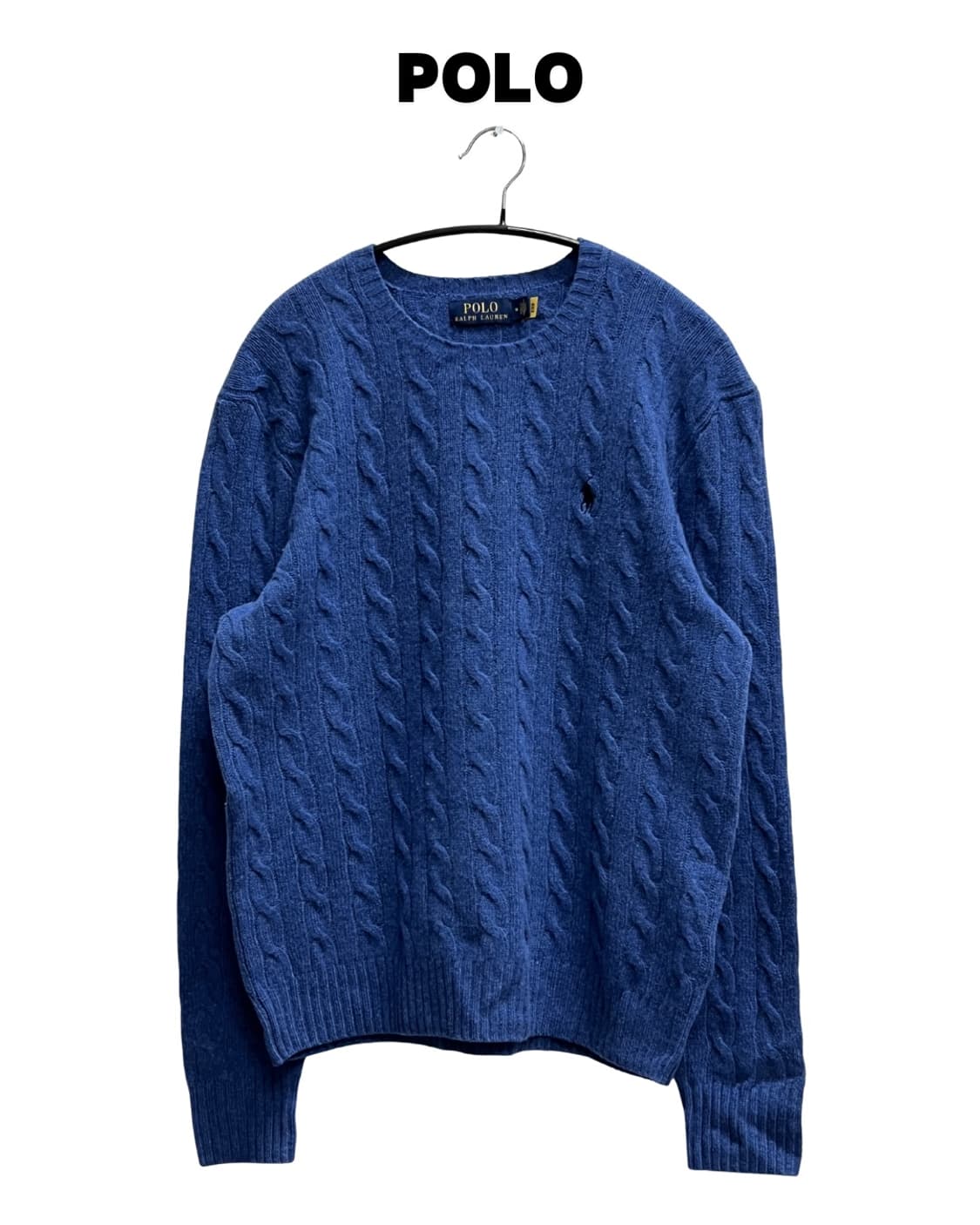 폴로 랄프로렌 울캐시미어 케이블 꽈배기 니트 블루 상품이미지1