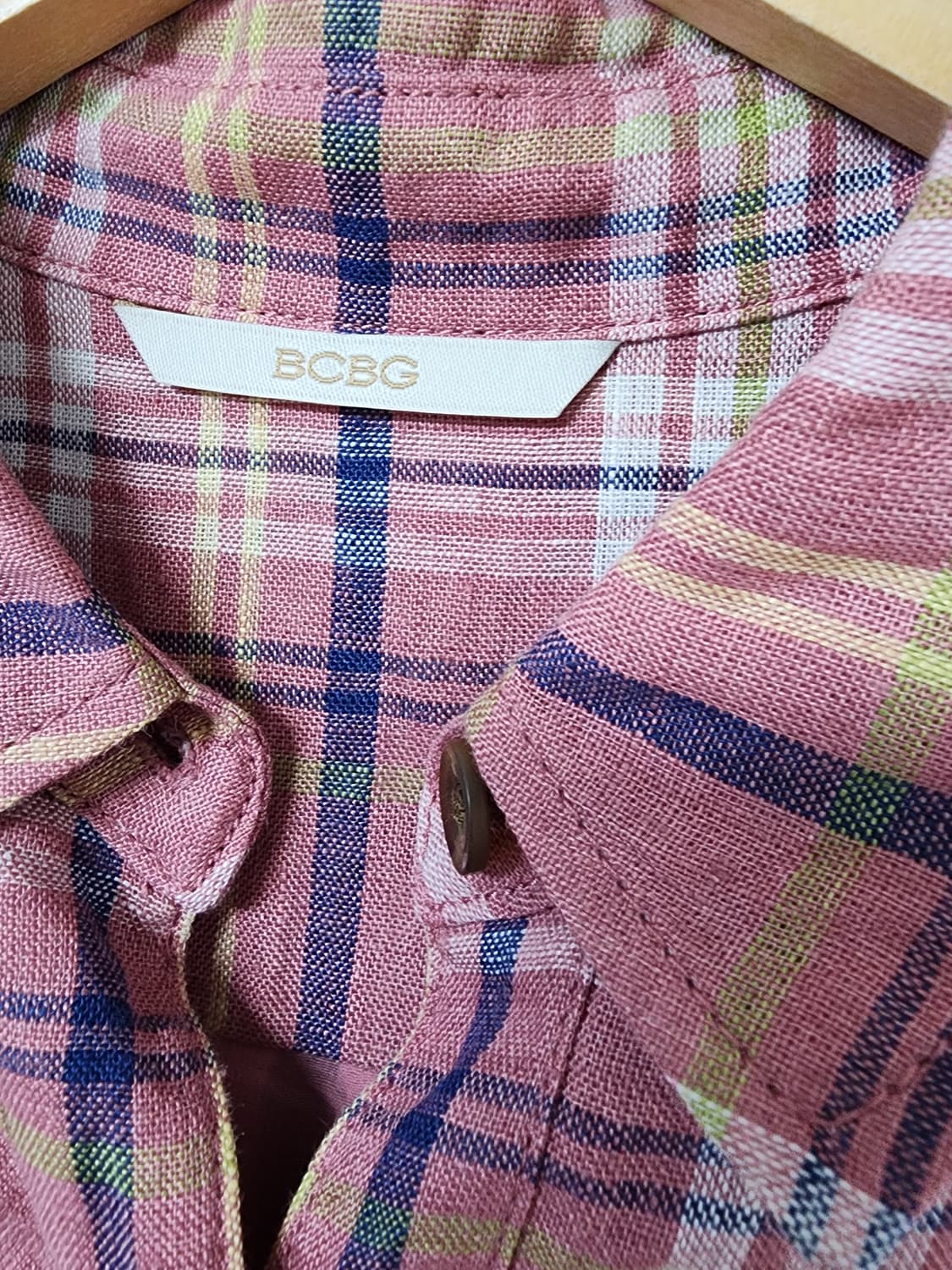 BCBG 린넨 체크 반팔 롱 원피스 상품이미지9