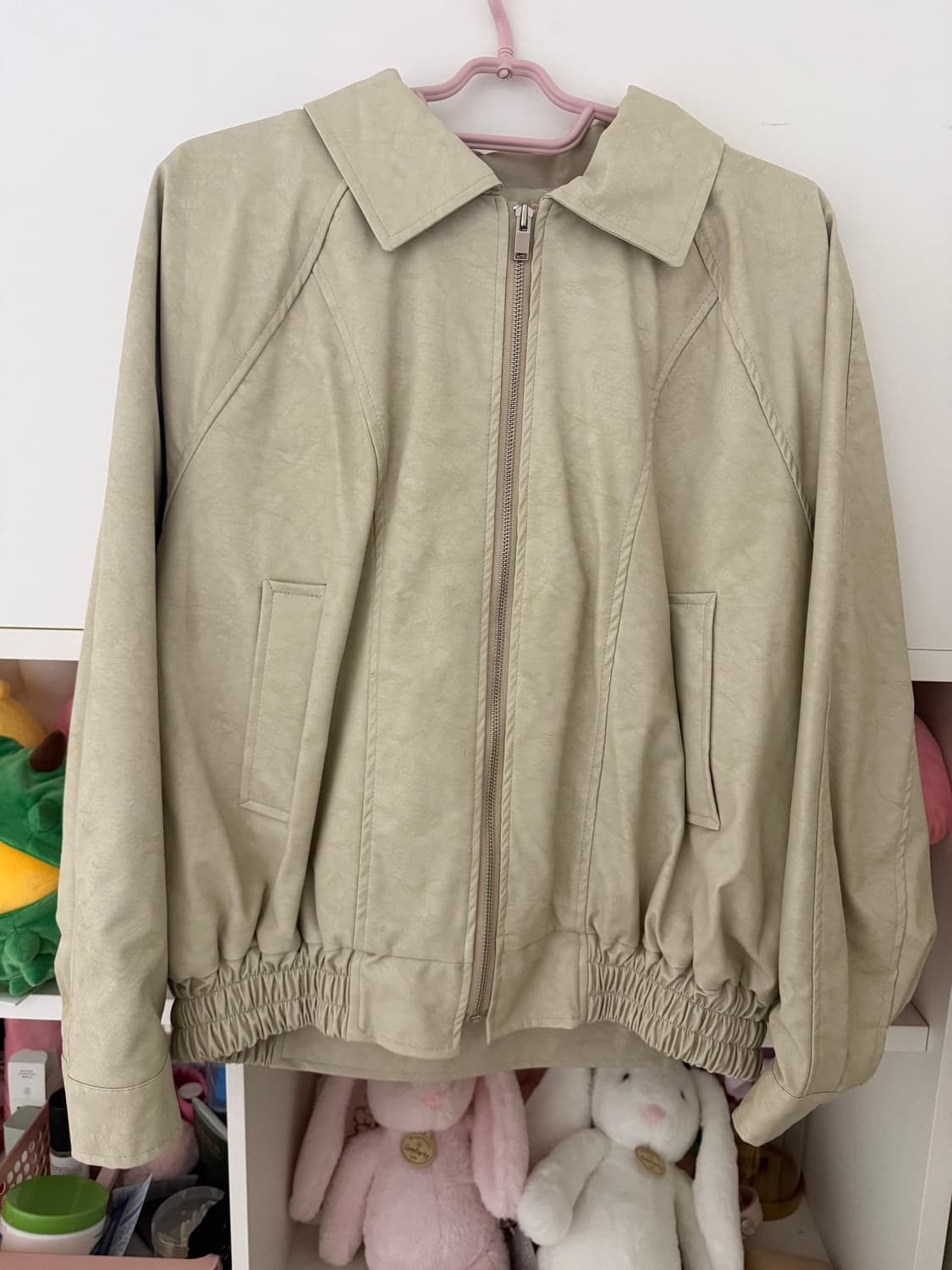 제니오 zaenio 에밀리 레더자켓 (샌드 아이보리) 상품이미지6