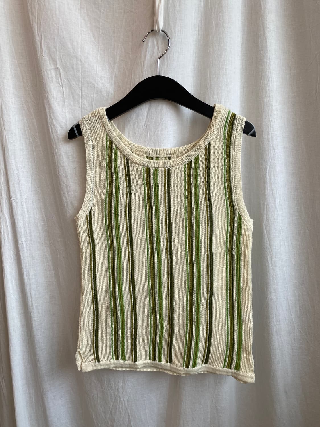 그린 스트라이프 민소매니트탑(M) 상품이미지1