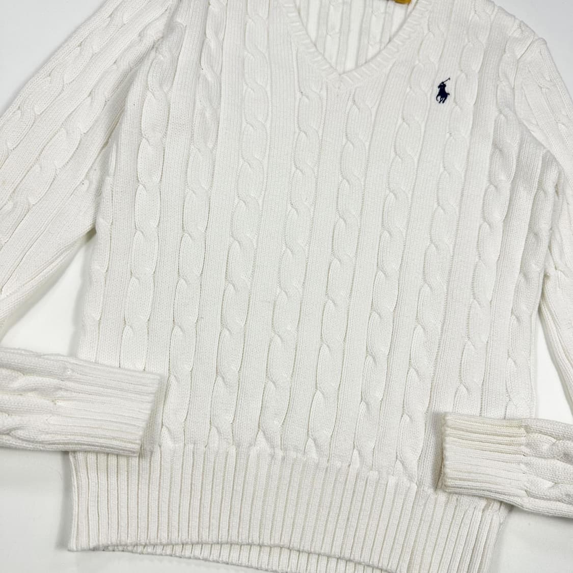 폴로 랄프로렌 클래식 여성 브이넥 케이블 니트 여성S 상품이미지4