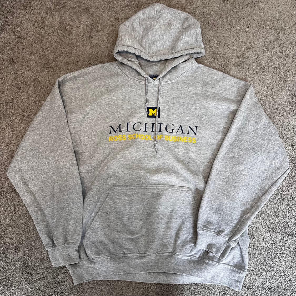 빈티지 미시간 스펠아웃 퓰오버 그레이 후드티L 상품이미지1