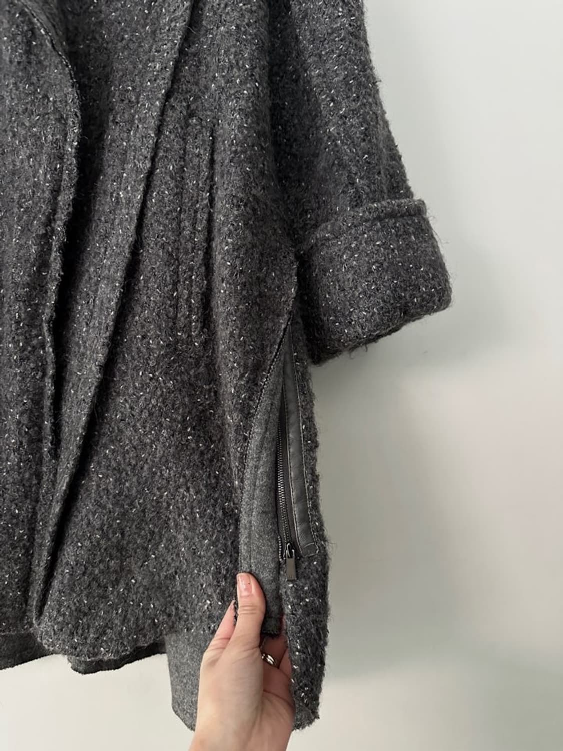 MINE high neck drape boucle coat / grey 상품이미지4