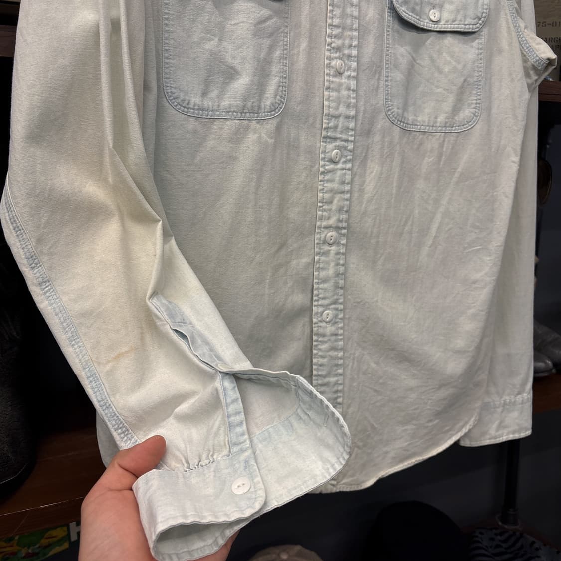 폴로 랄프로렌 네이티브 인디언 헤드 자수 샴브레이 워크셔츠 N1006 상품이미지4