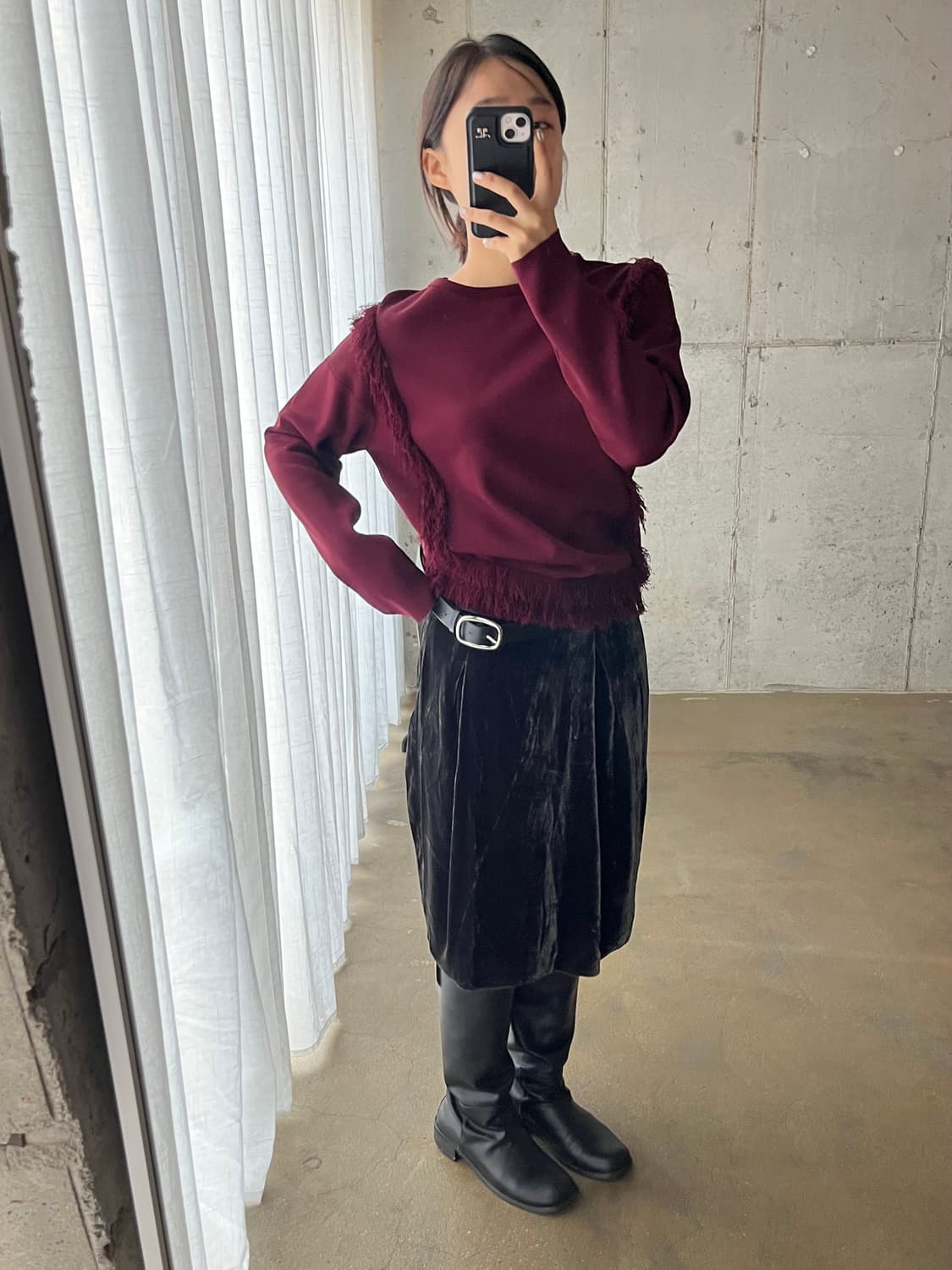 프린지 롱슬리브 버건디 상품이미지6