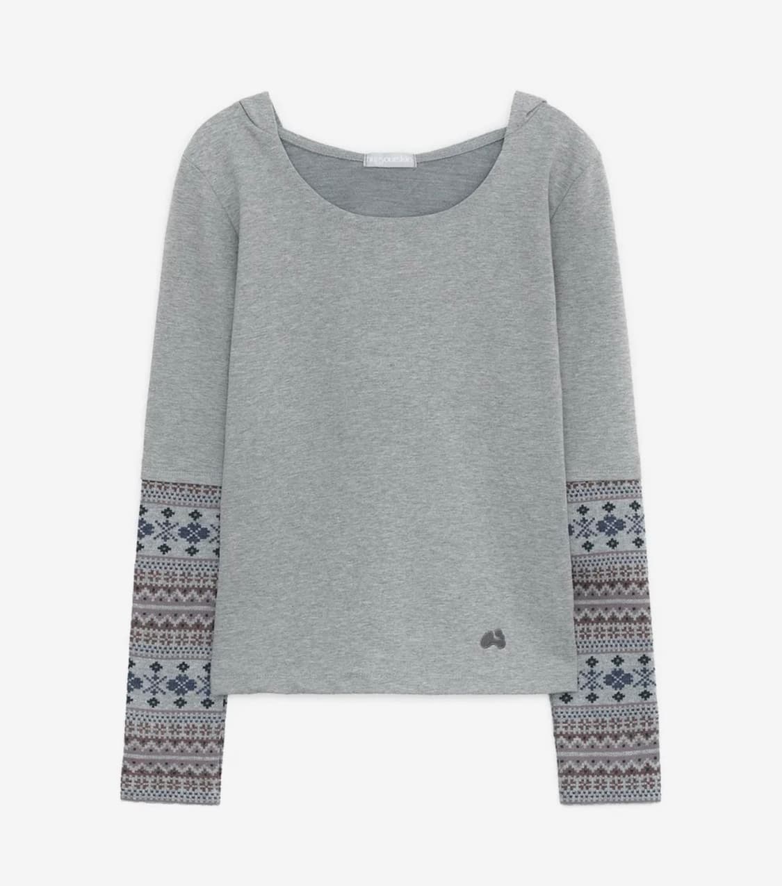 허그유어스킨 니트 패널 슬리브 후디 그레이 상품이미지1