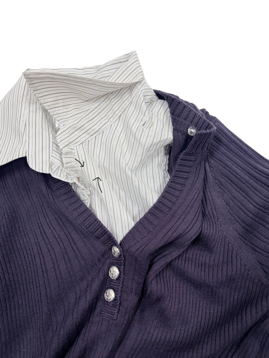 빈티지 퍼플 셔츠 레이어드 니트 상품이미지5